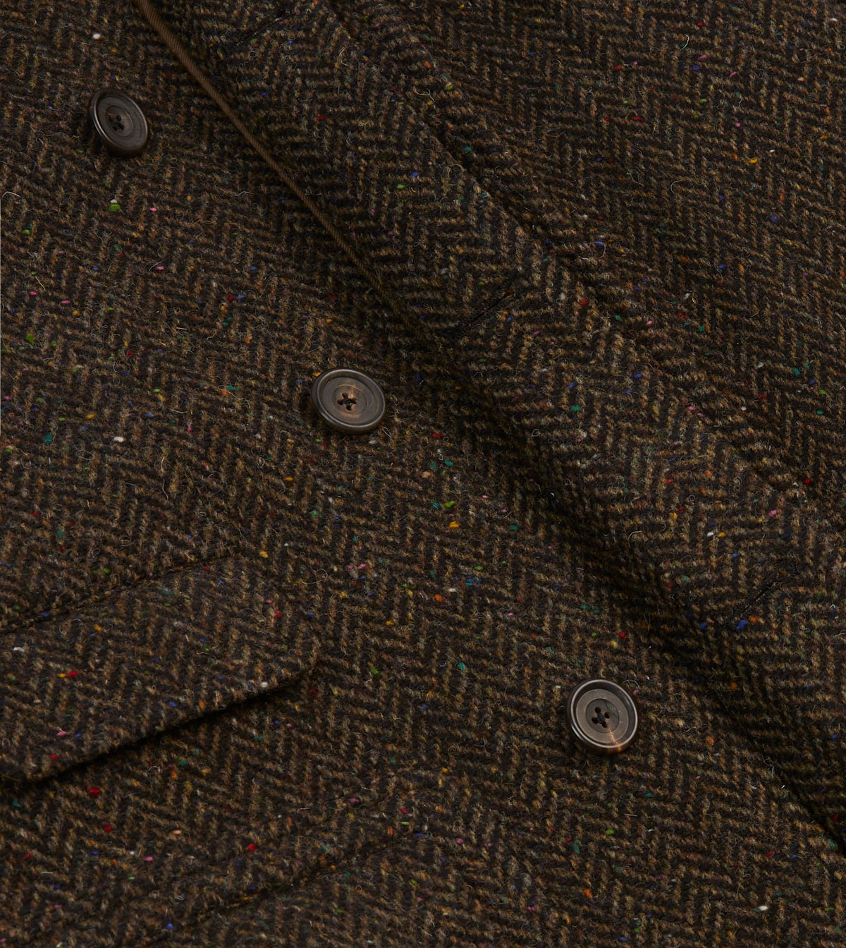 Wool Raglan Coat Brown Herringbone