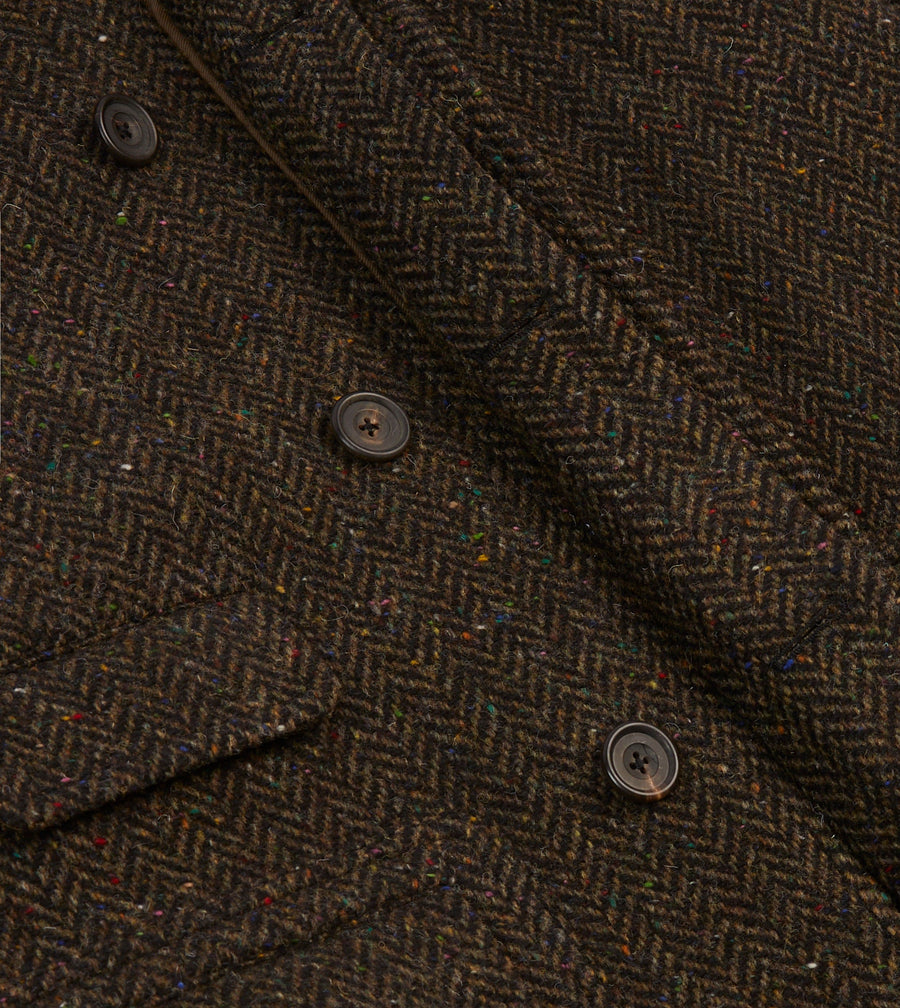 Wool Raglan Coat Brown Herringbone