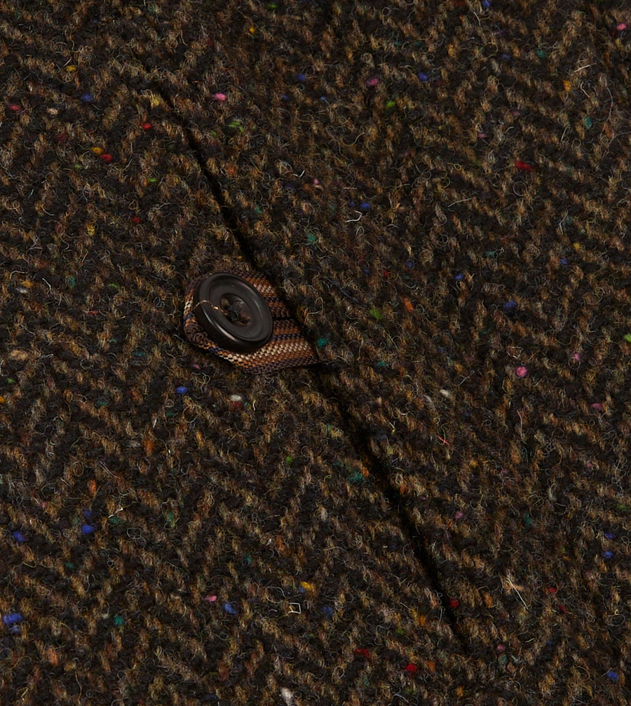 Wool Raglan Coat Brown Herringbone