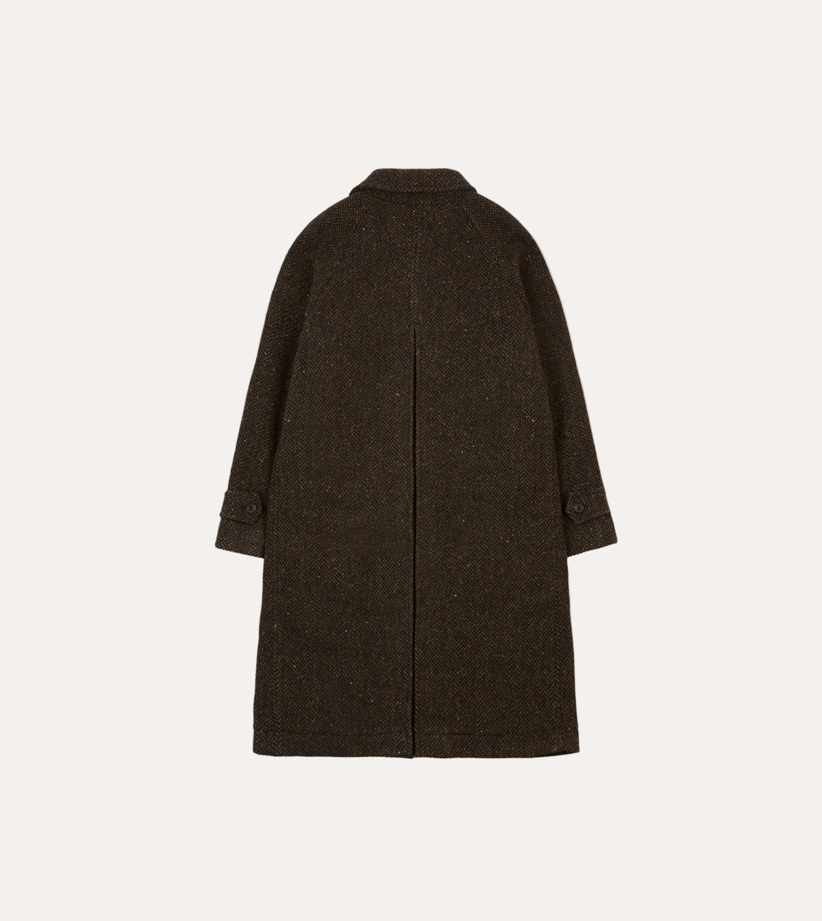 Wool Raglan Coat Brown Herringbone