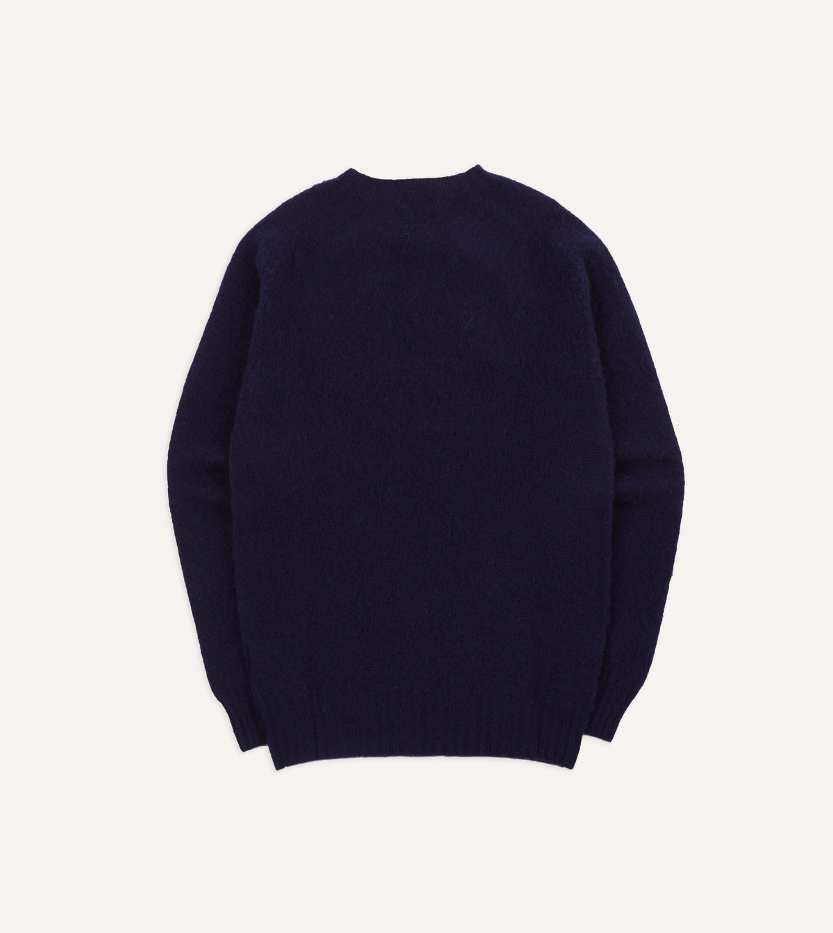 Brushed Shetland Crew Neck Jumper Navy – rygg packshot