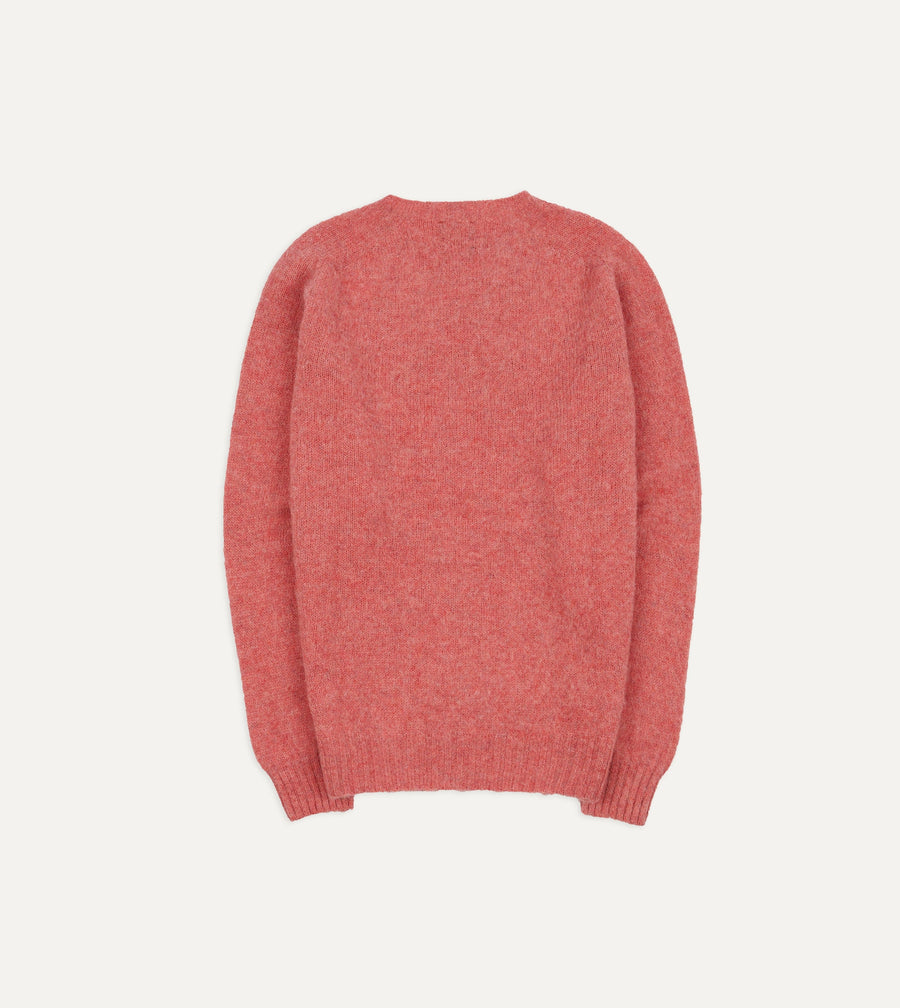 Brushed Shetland Crew Neck Jumper Pink – rygg packshot