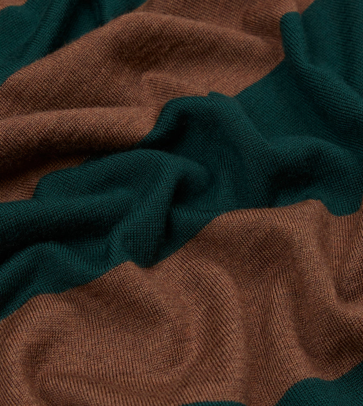 Green and Brown Block Stripe Knitted Rugby Shirt detail