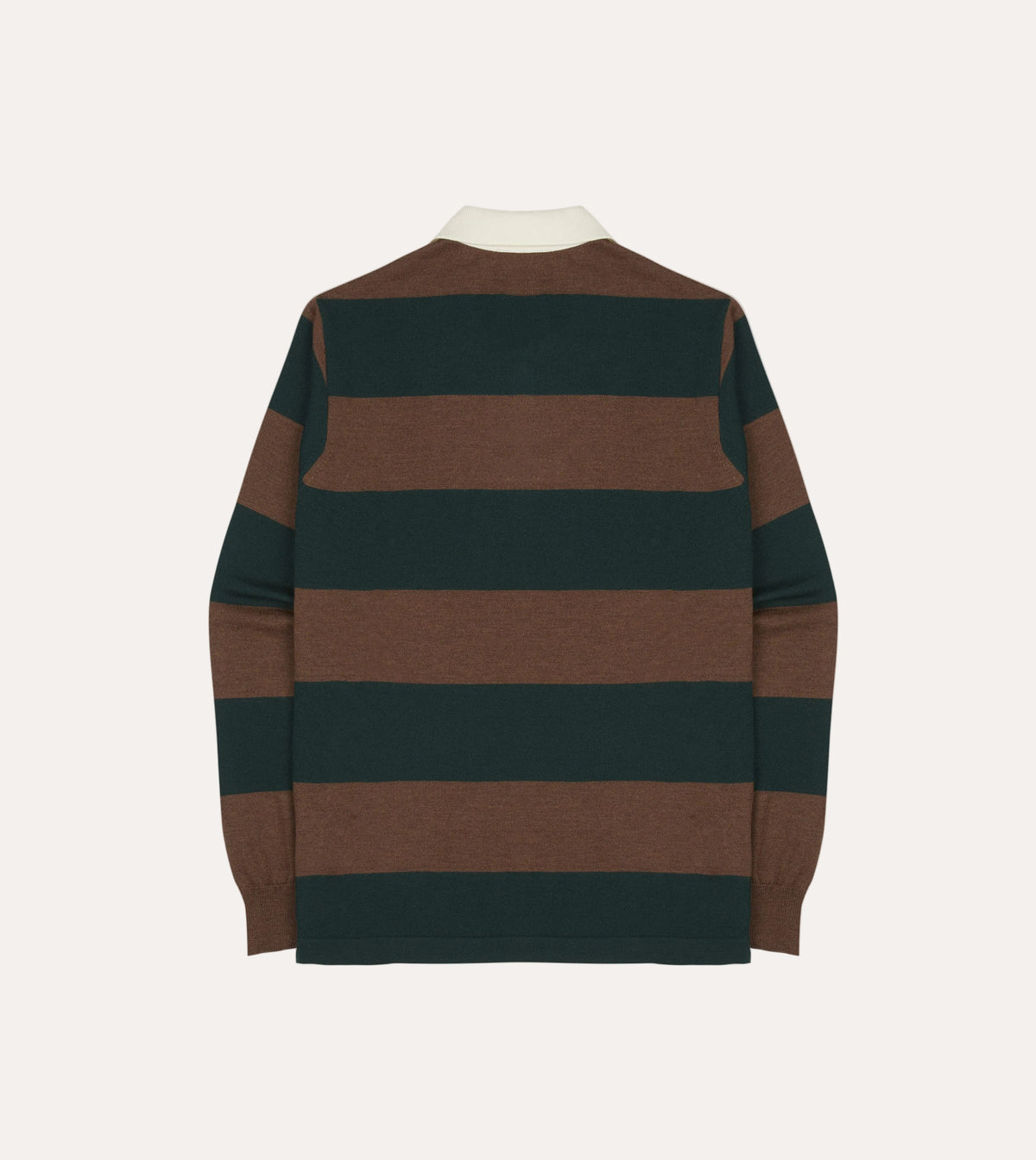 Green and Brown Block Stripe Knitted Rugby Shirt back