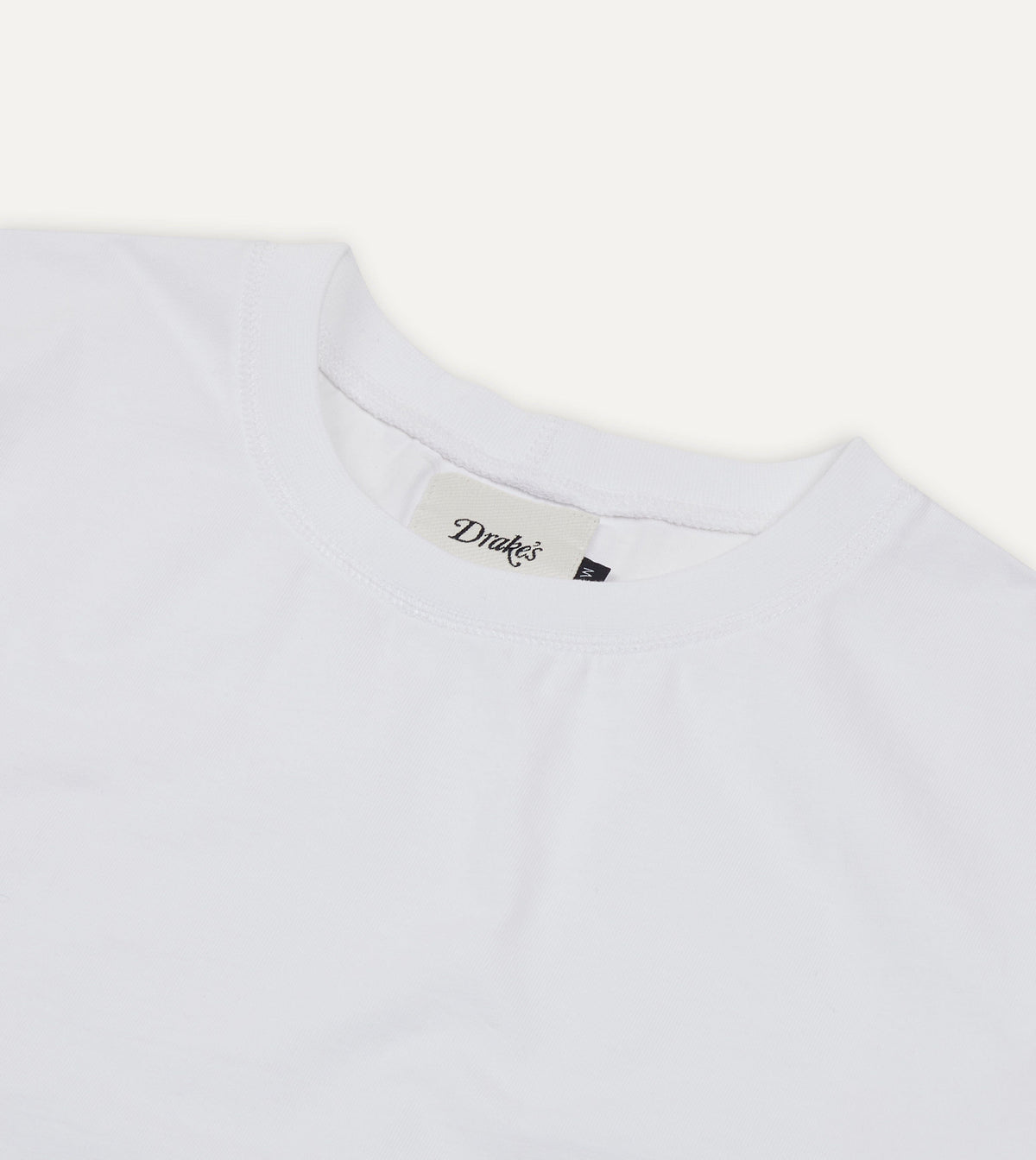 Cotton Crew Neck Hiking T-Shirt White – nærbilde av halsåpning