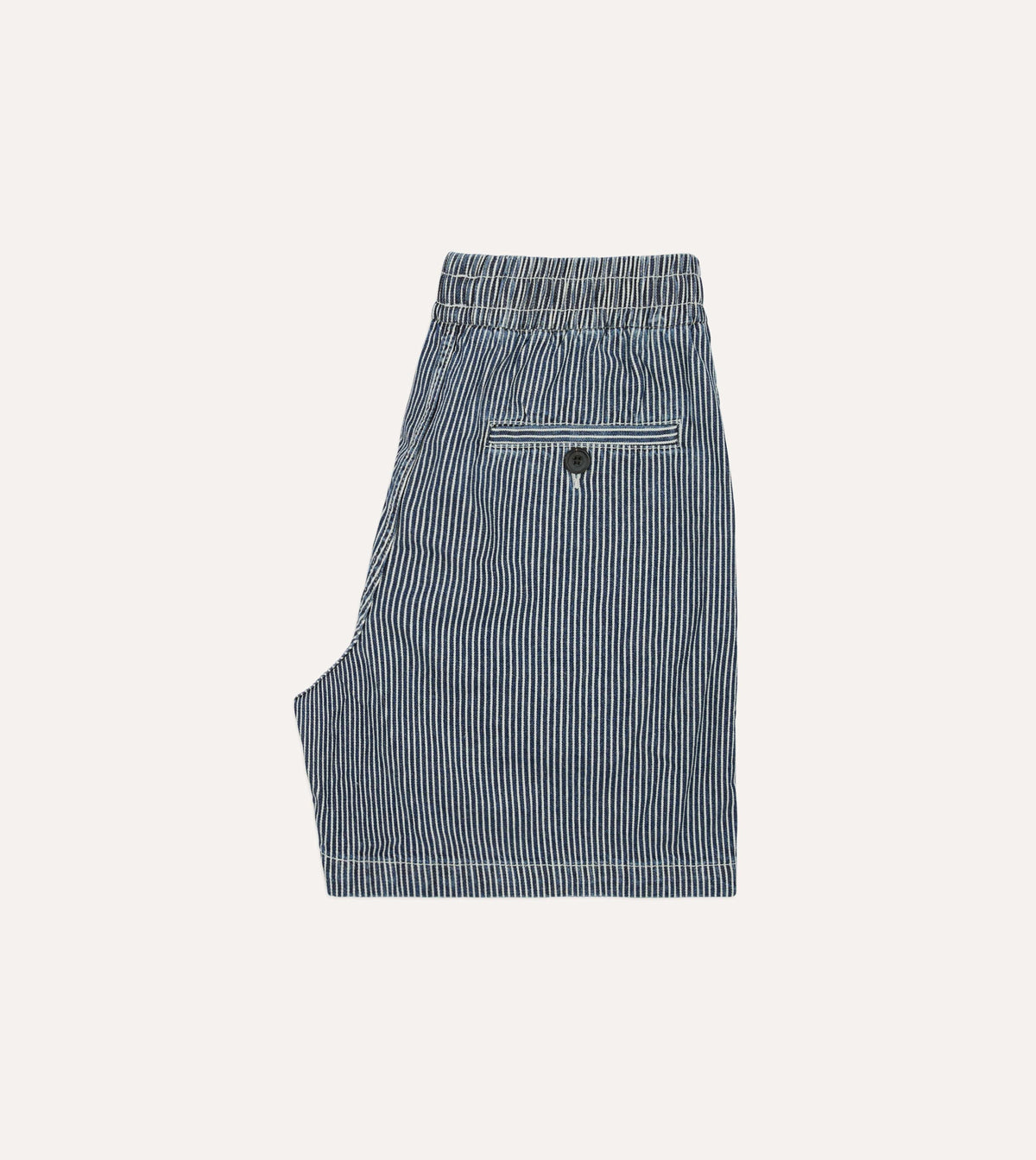 Drake's Indigo Stripe Cotton Drawstring Shorts