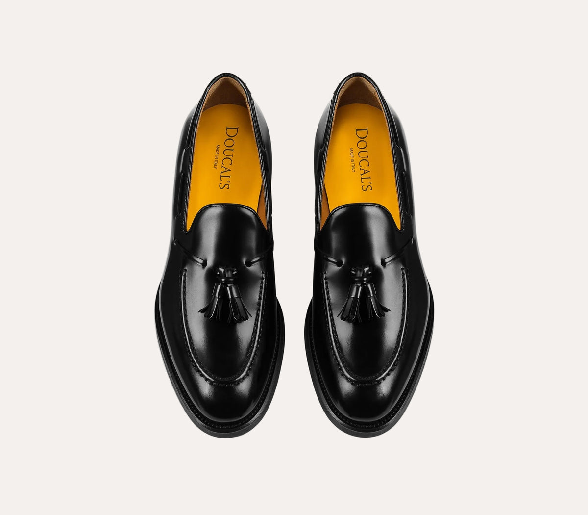 Doucal's Tassel Loafer Black Leather - ovenfra