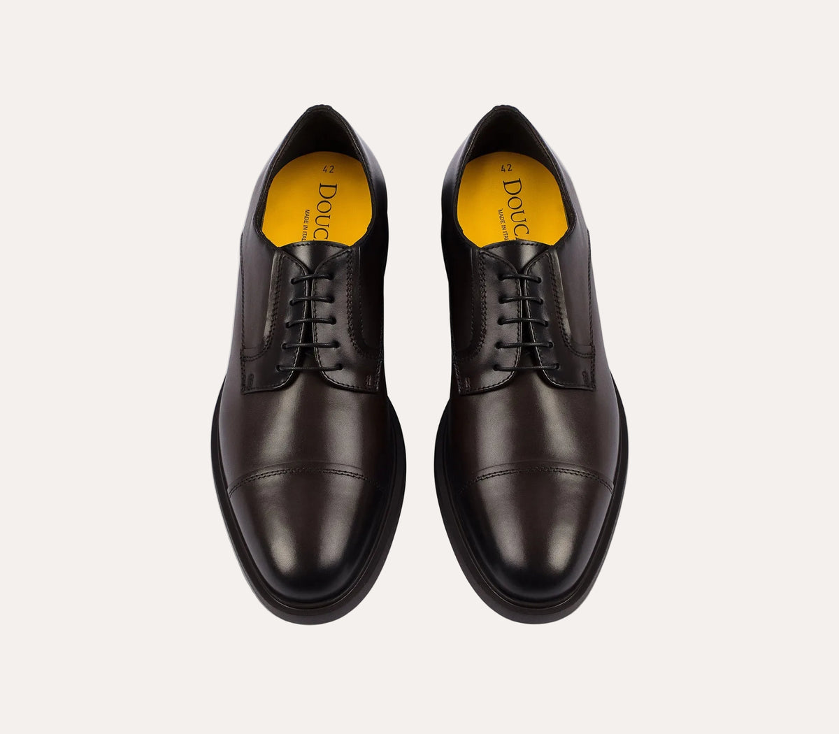 Doucal's Grained Derby Cap Toe Dark Brown - ovenfra