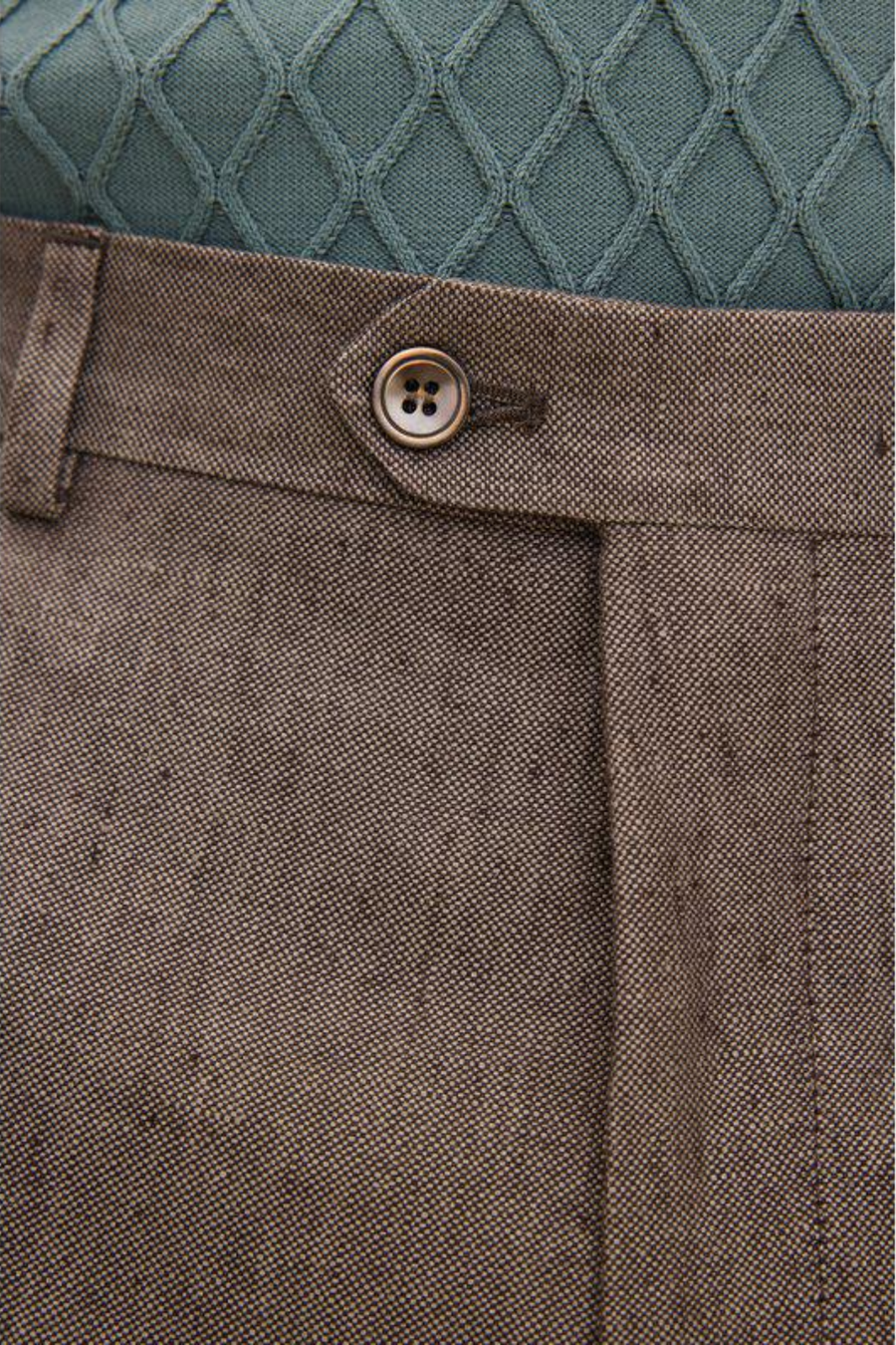 Denz Slim Fit Linen Trousers Dusk Brown