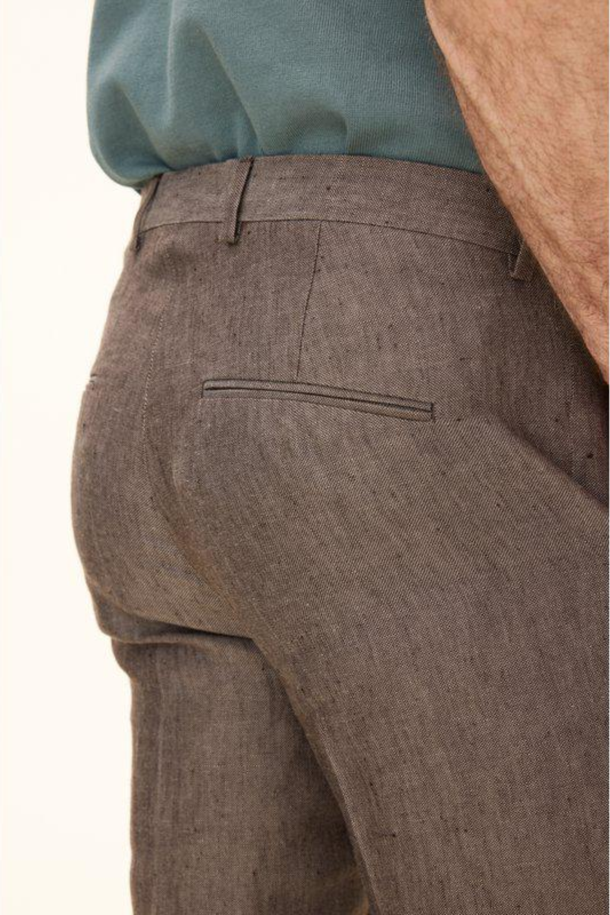 Denz Slim Fit Linen Trousers Dusk Brown