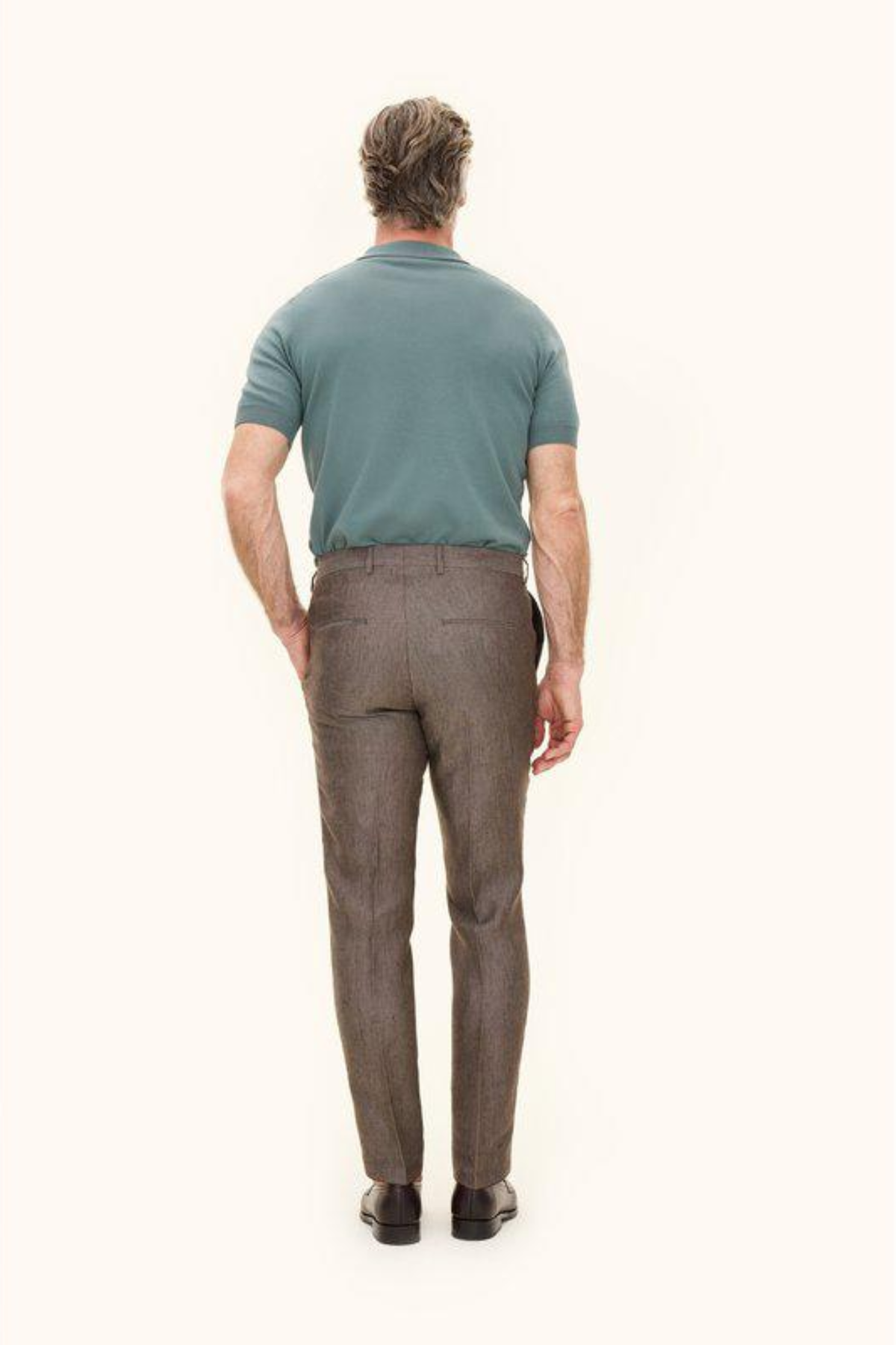 Denz Slim Fit Linen Trousers Dusk Brown