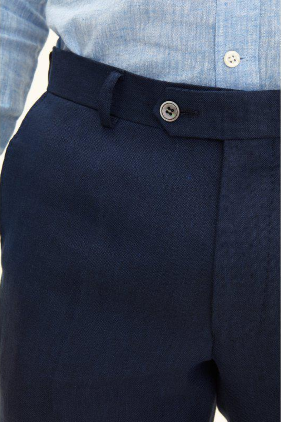 Denz Slim Fit Linen Trousers Navy