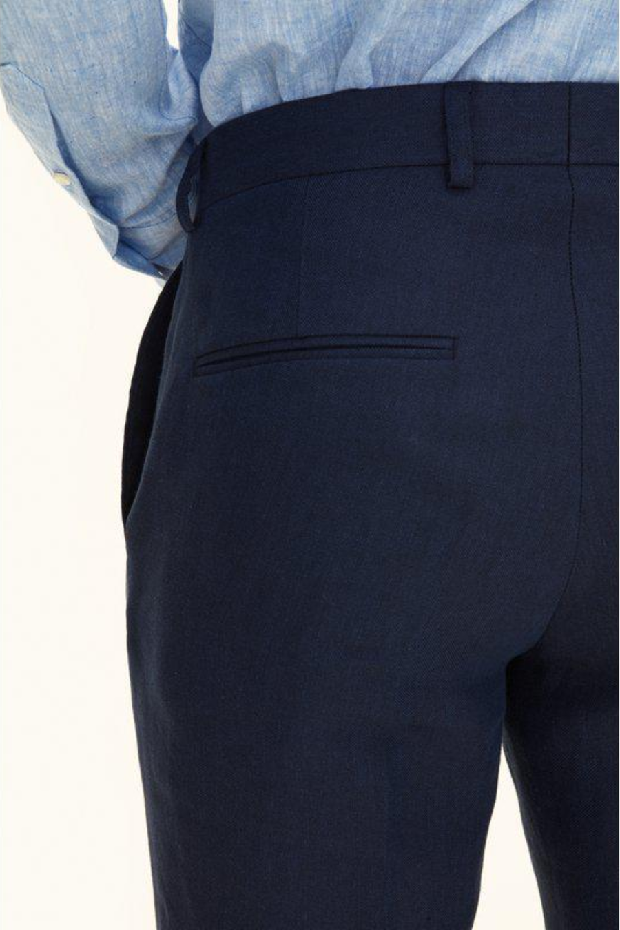 Denz Slim Fit Linen Trousers Navy