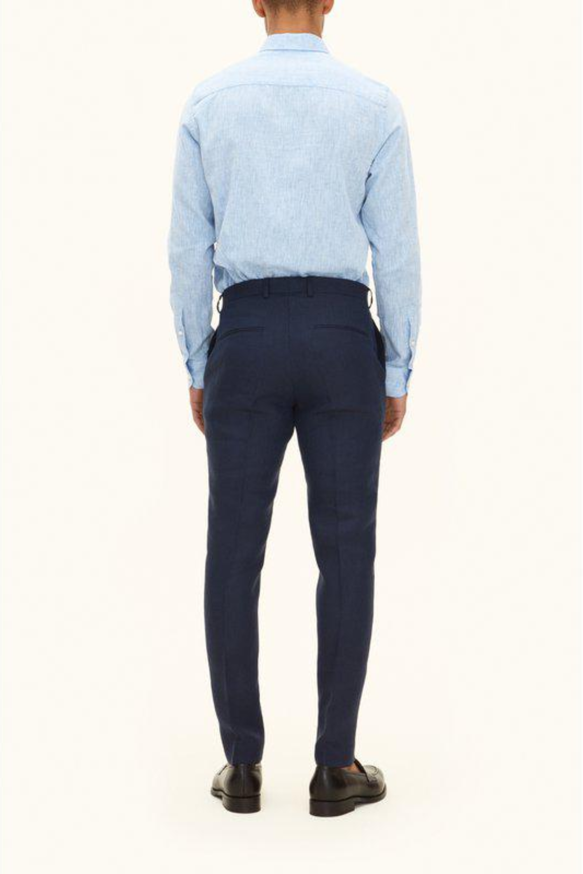 Denz Slim Fit Linen Trousers Navy