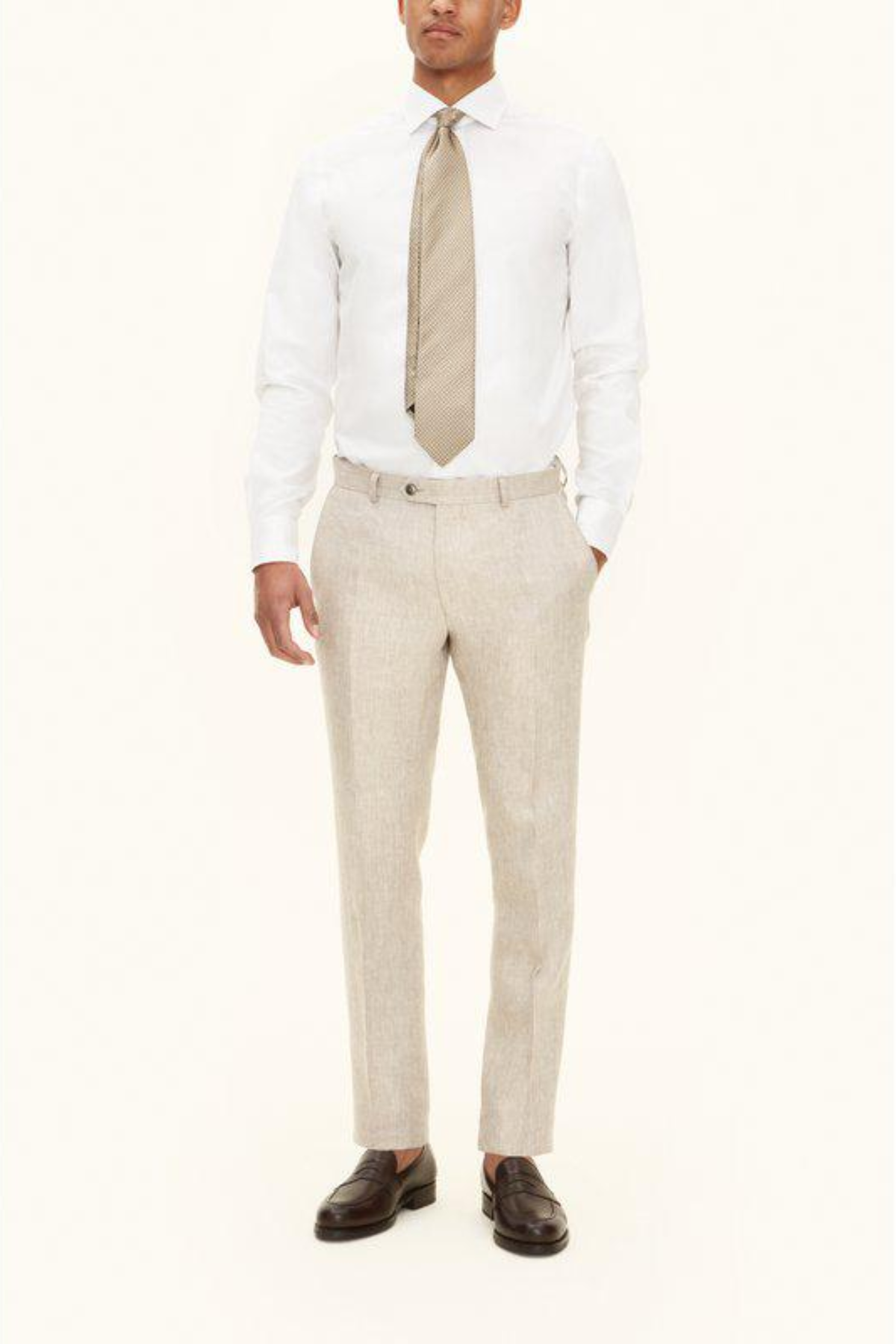 Denz Slim Fit Linen Trousers Trench Beige