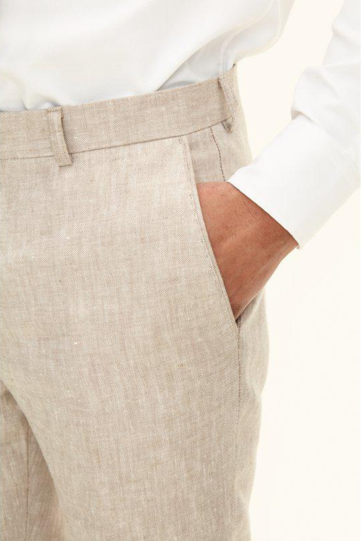 Denz Slim Fit Linen Trousers Trench Beige