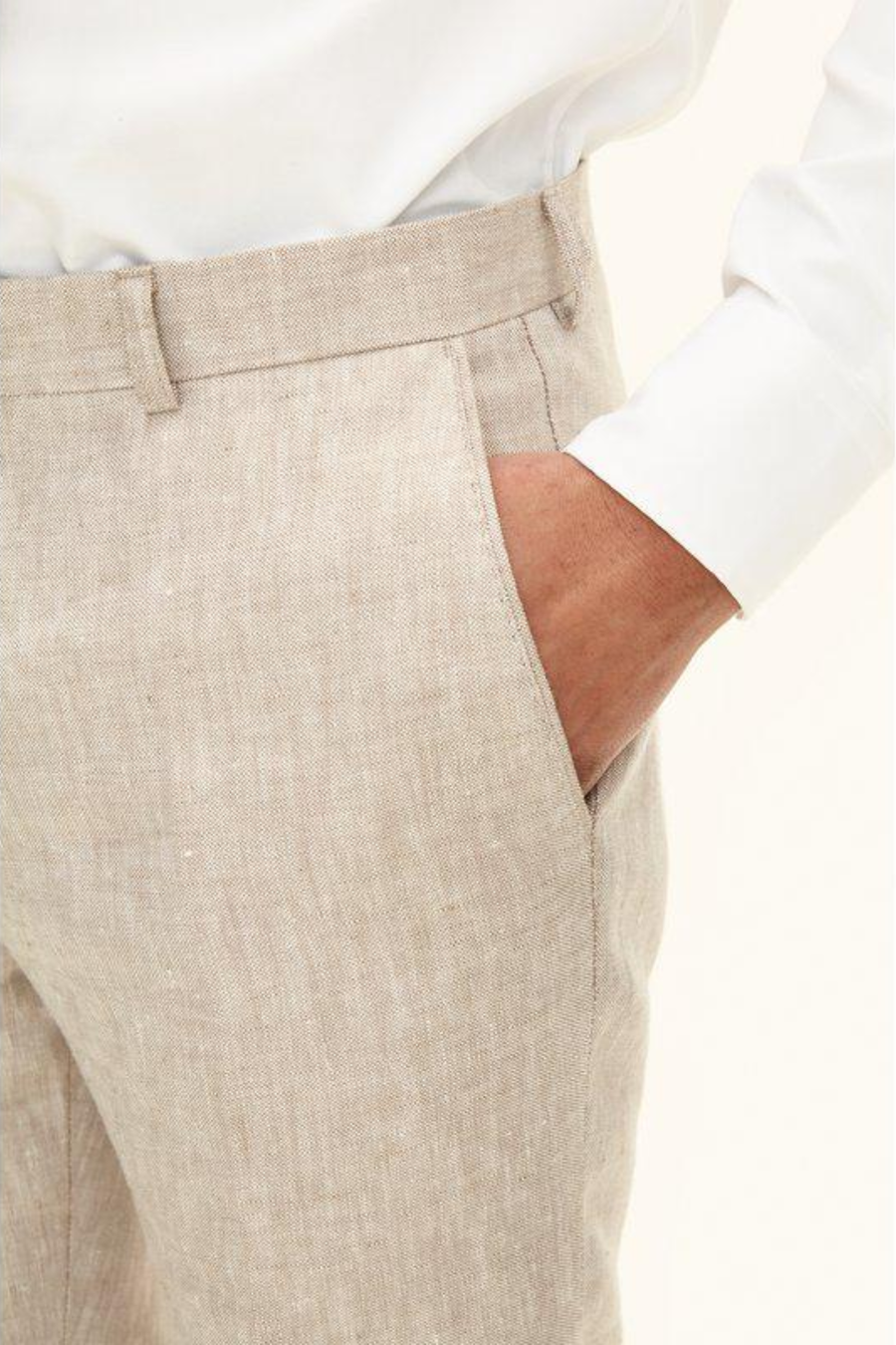 Denz Slim Fit Linen Trousers Trench Beige