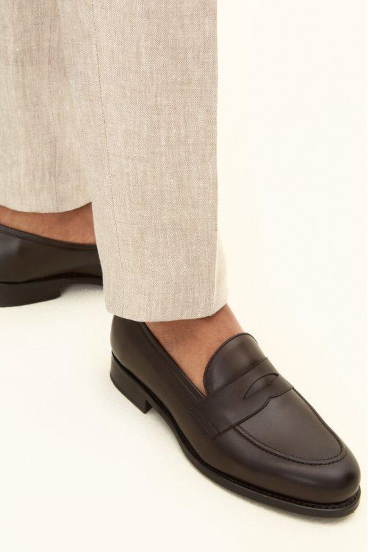 Denz Slim Fit Linen Trousers Trench Beige