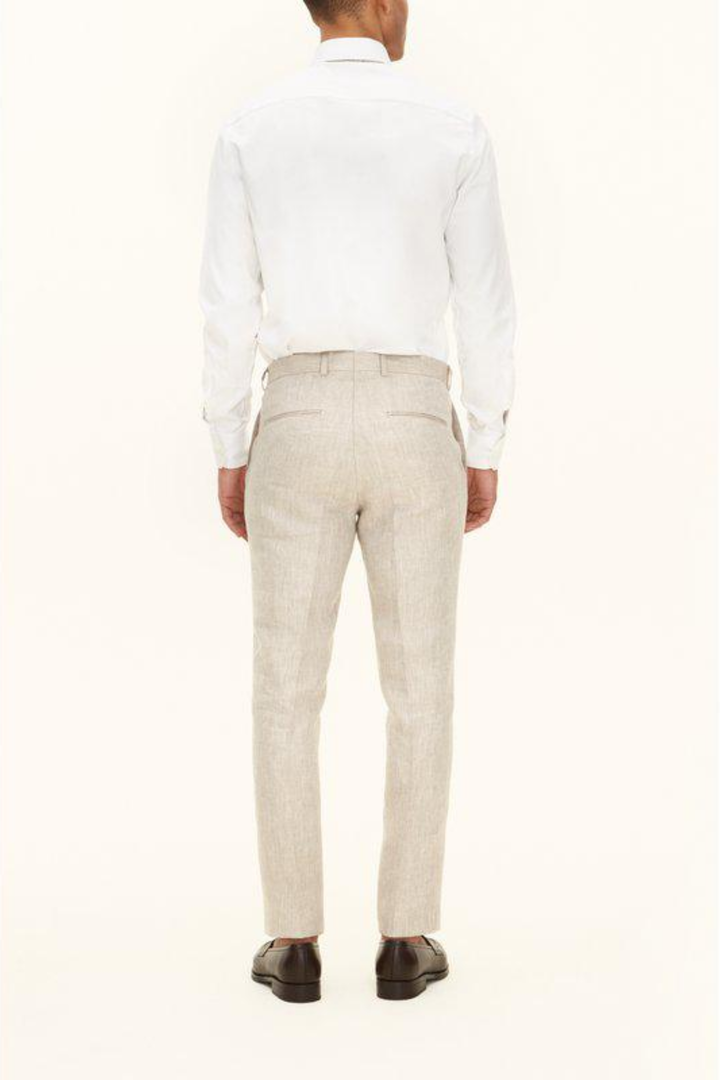 Denz Slim Fit Linen Trousers Trench Beige