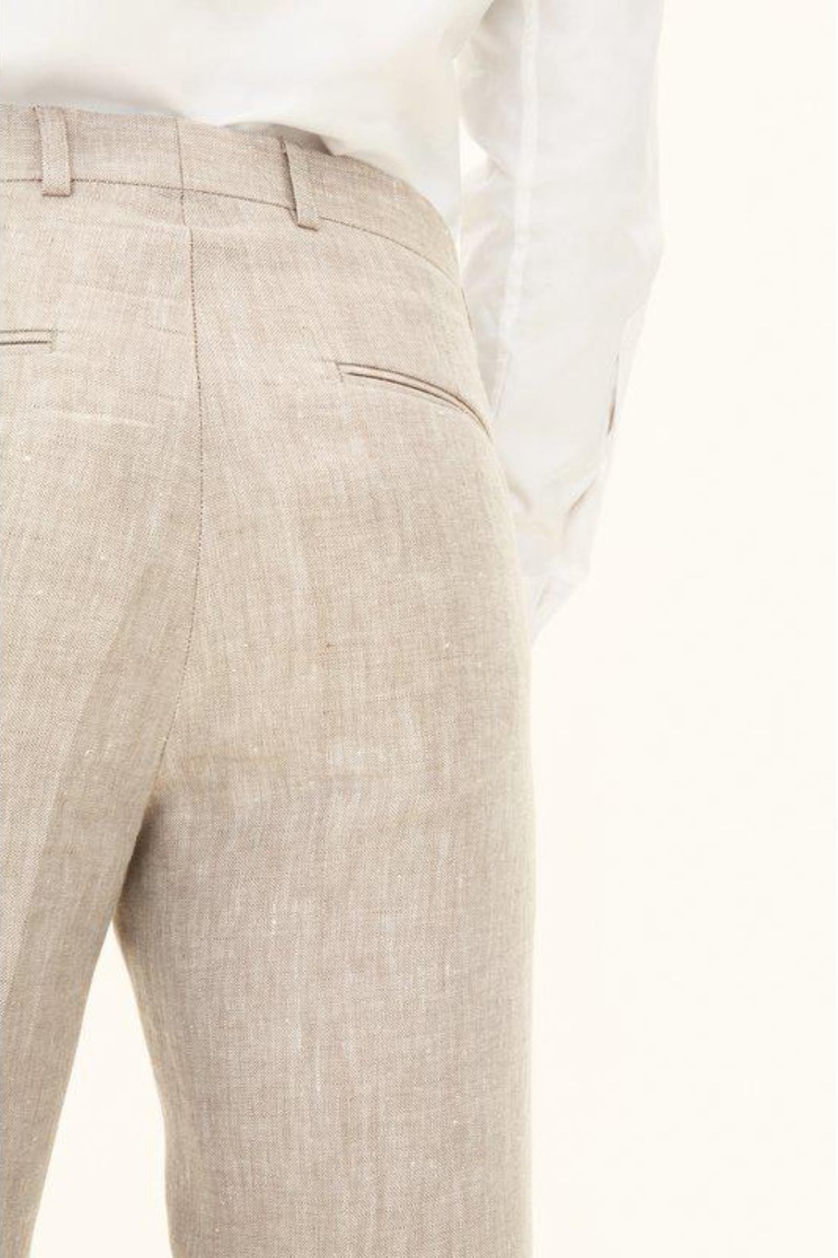 Denz Slim Fit Linen Trousers Trench Beige