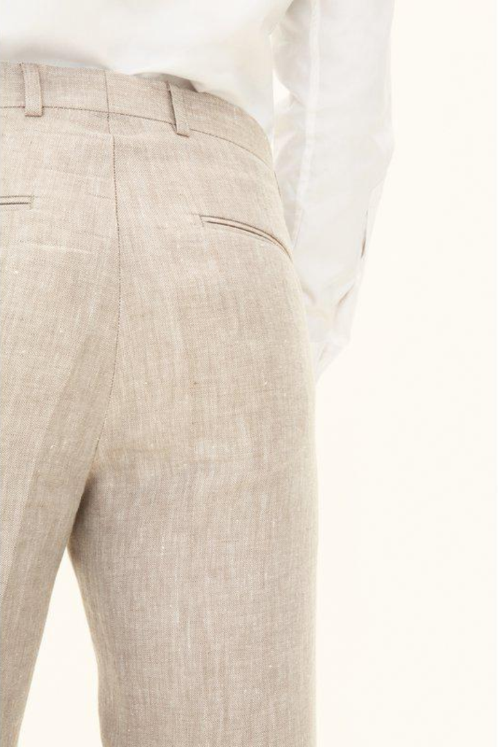 Denz Slim Fit Linen Trousers Trench Beige