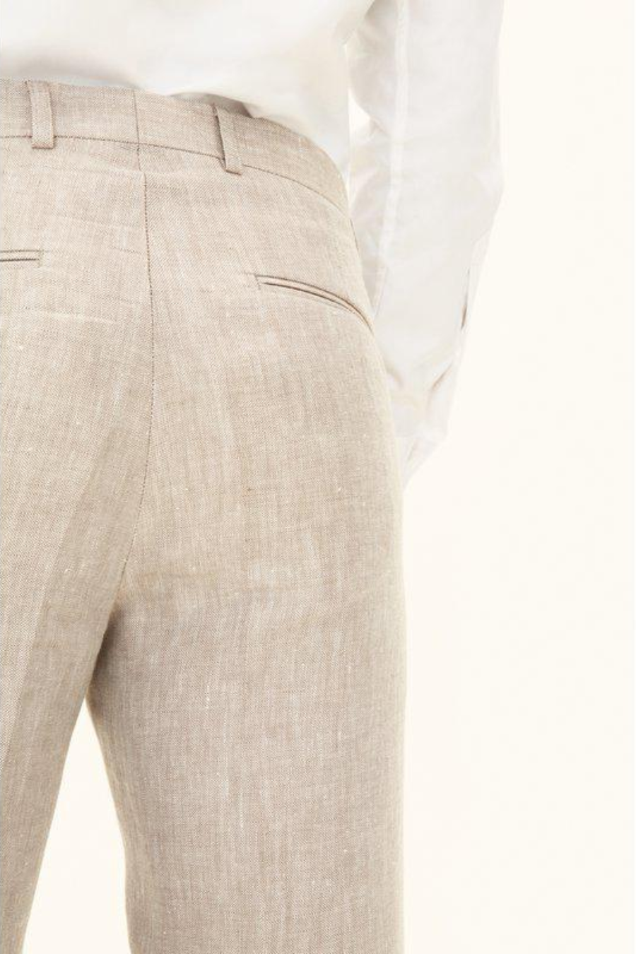 Denz Slim Fit Linen Trousers Trench Beige