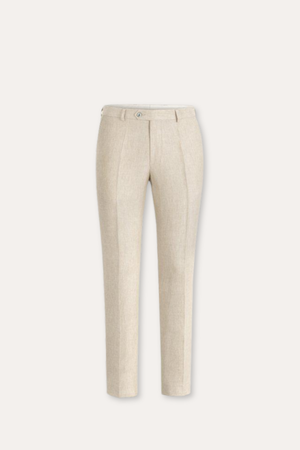 Denz Slim Fit Linen Trousers White Grass