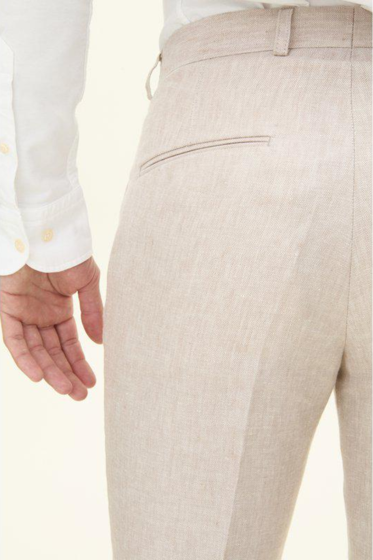 Denz Slim Fit Linen Trousers White Grass