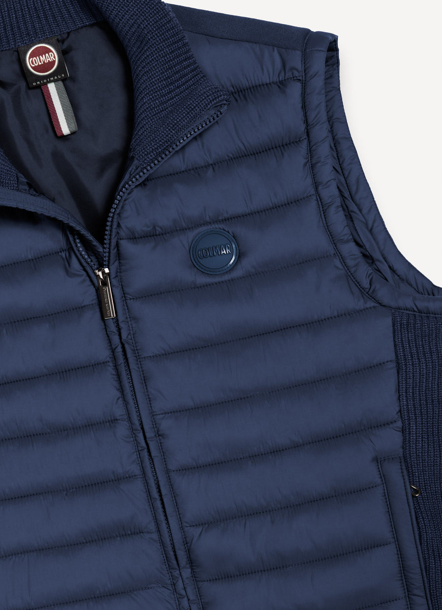 Gilet With Knit Inserts Navy Blue - detalj