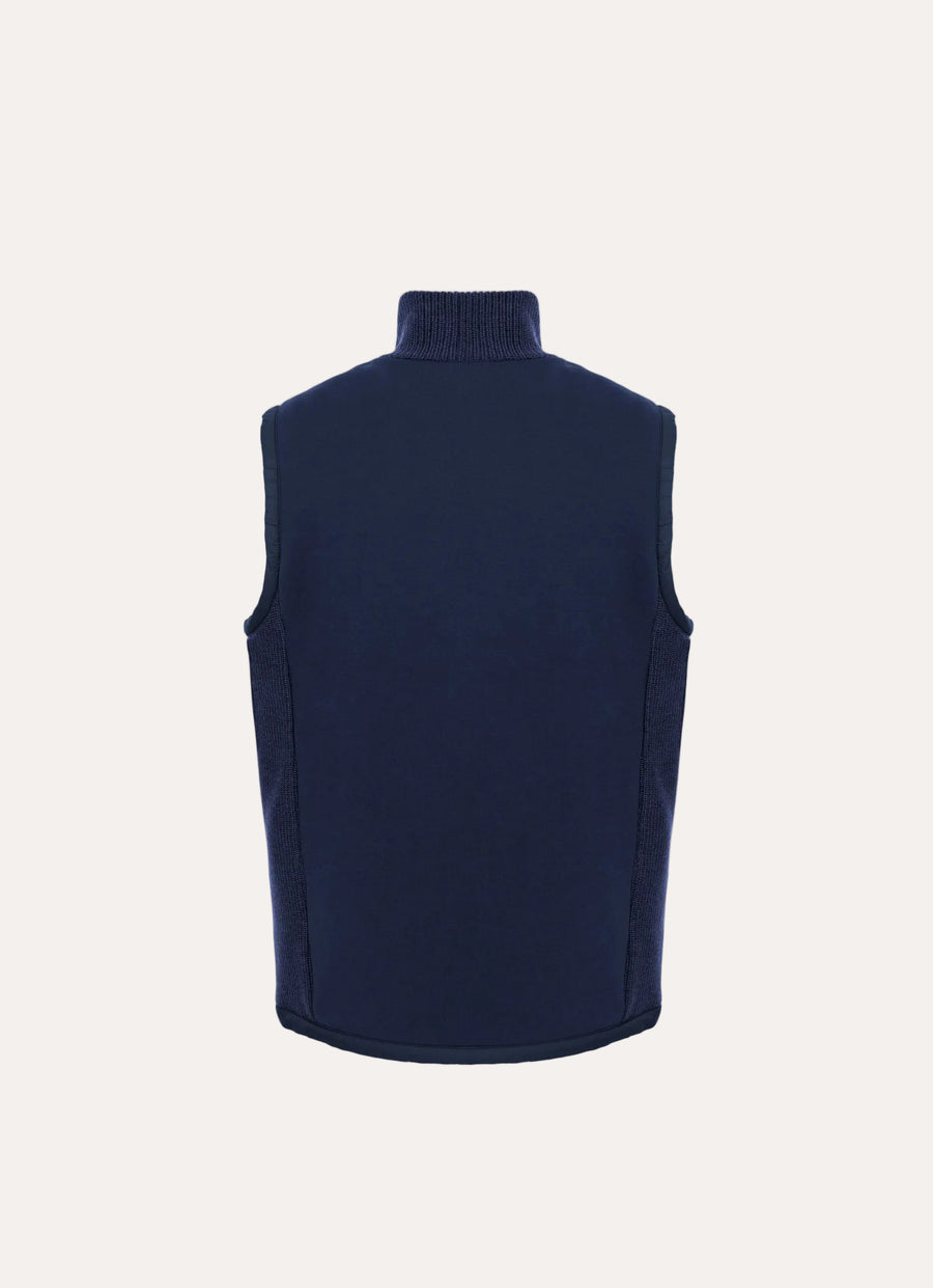 Gilet With Knit Inserts Navy Blue - bakside
