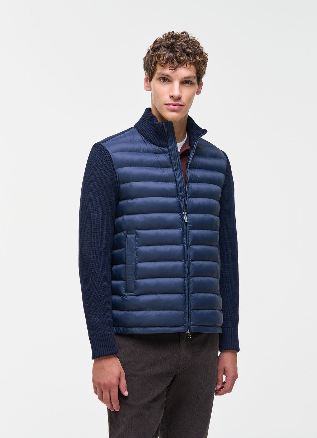 Hybrid Quilted Jacket Navy Blue - modellbilde