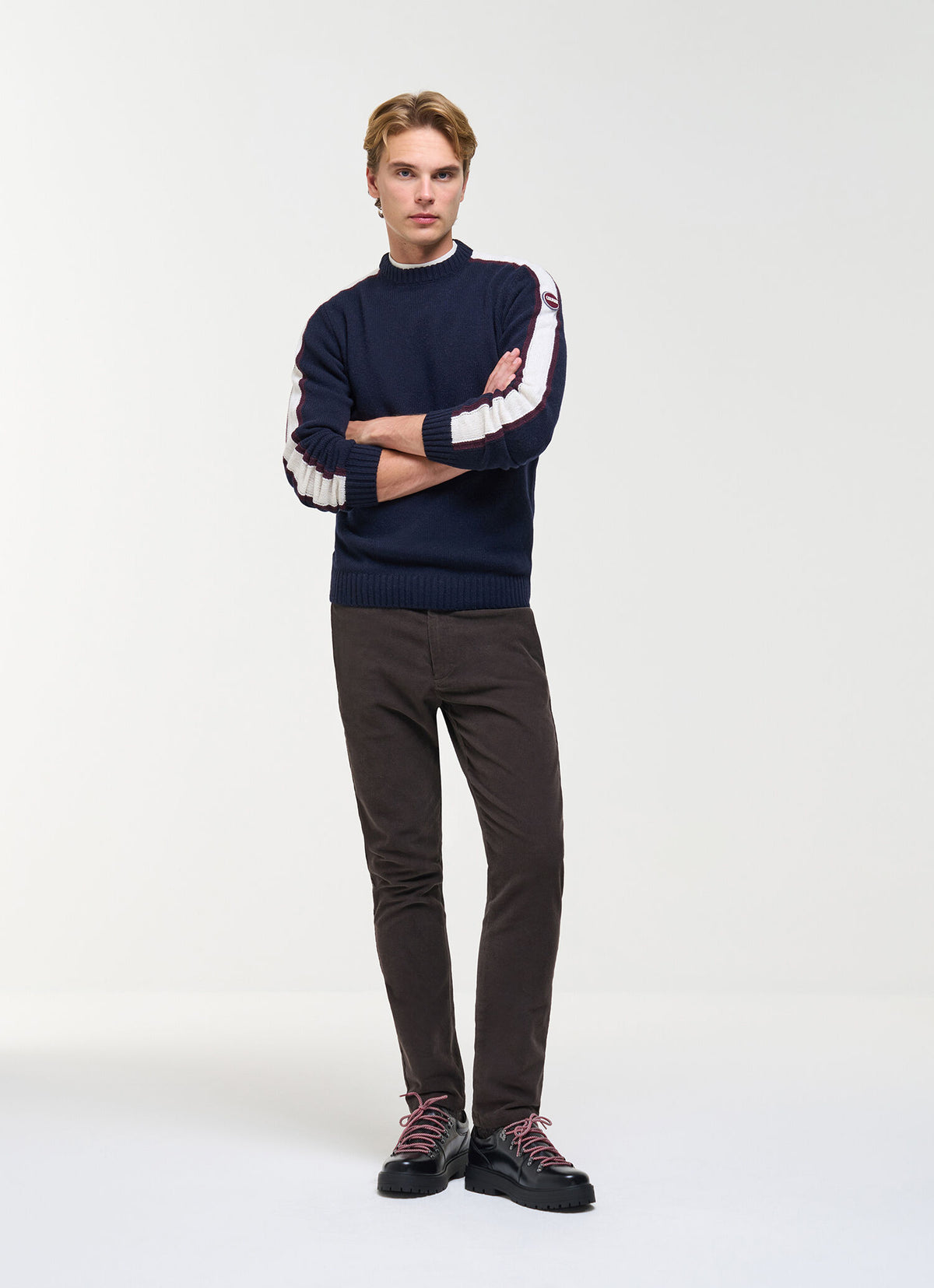 Colmar Heritage Crew Neck Pullover Navy Blue - modellbilde