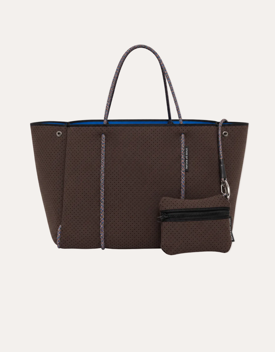 Escape Tote- Cacao/Electric Blue