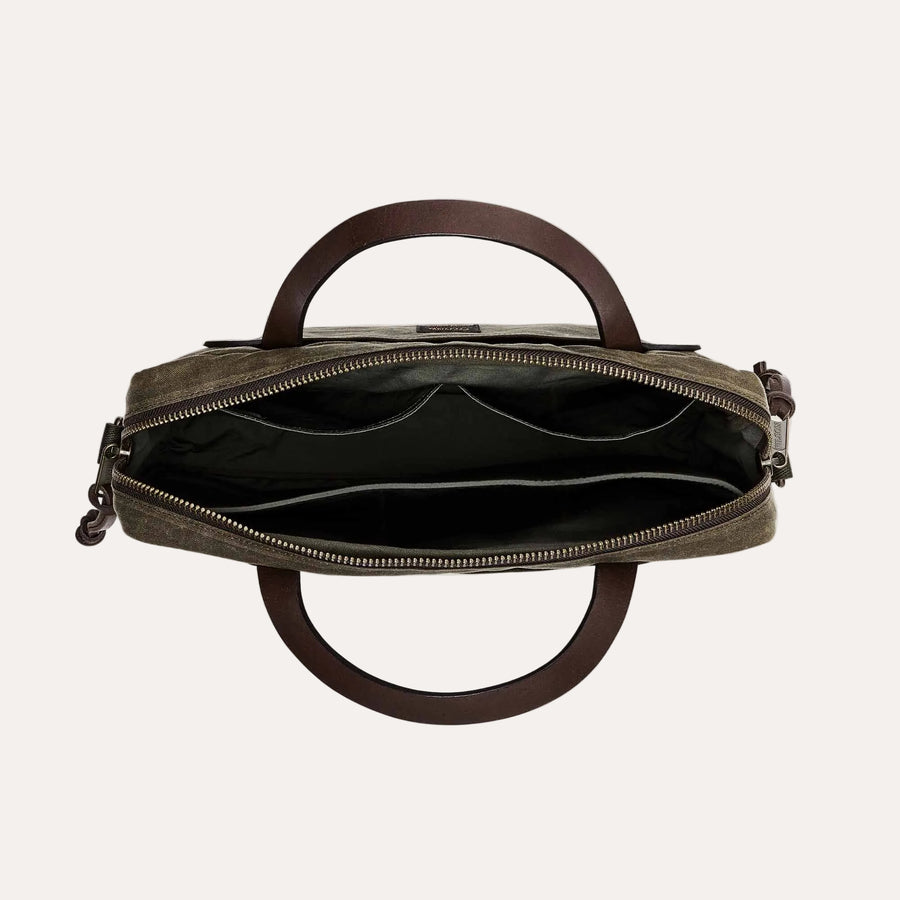 Tin Cloth Compact Briefcase Oil Finish Otter Green
