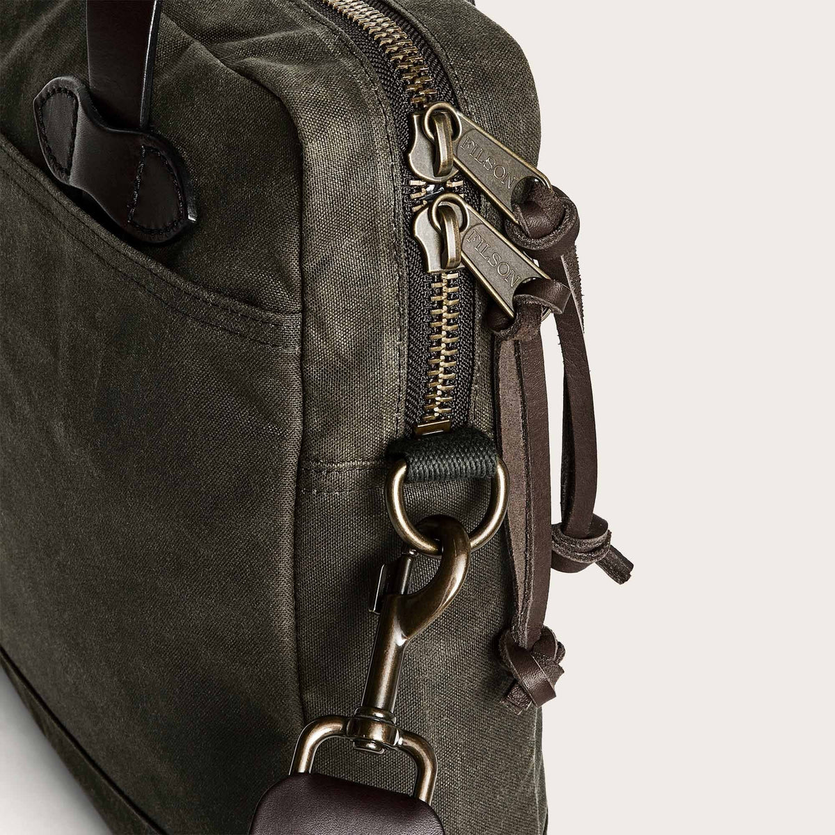 Tin Cloth Compact Briefcase Oil Finish Otter Green