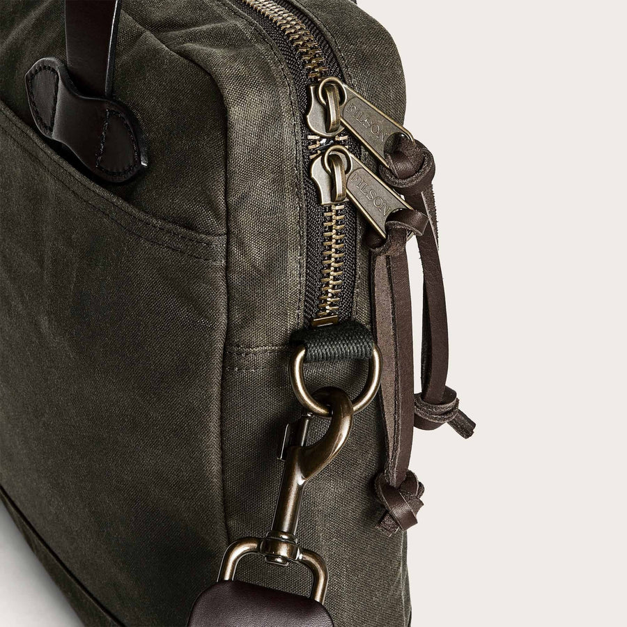 Tin Cloth Compact Briefcase Oil Finish Otter Green
