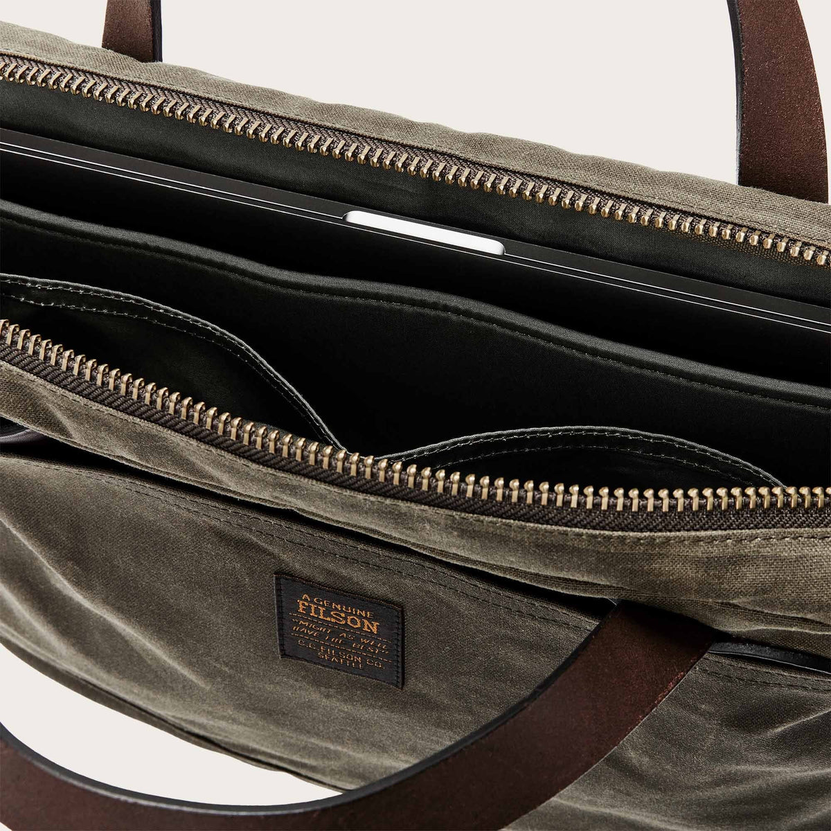 Tin Cloth Compact Briefcase Oil Finish Otter Green