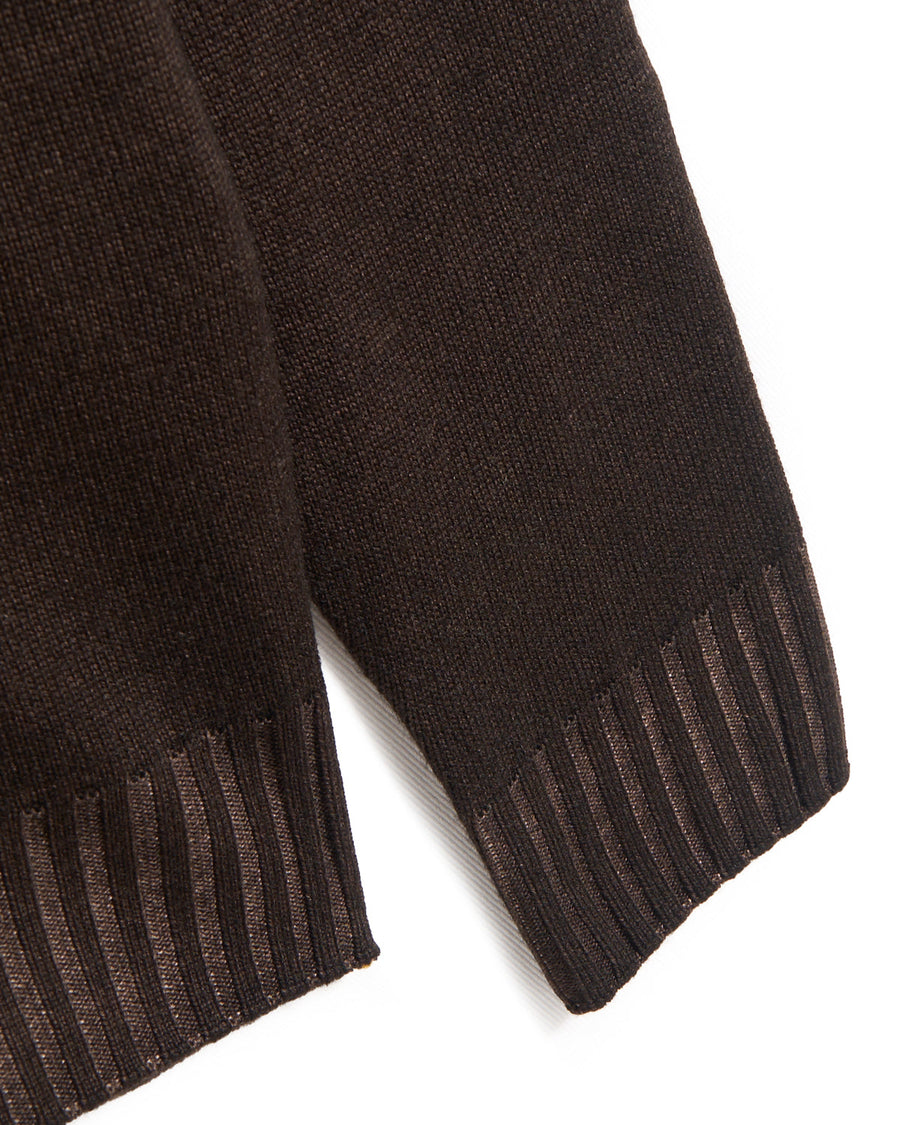 Men's Knit Sweater Full-Zip Dark Brown, detalj