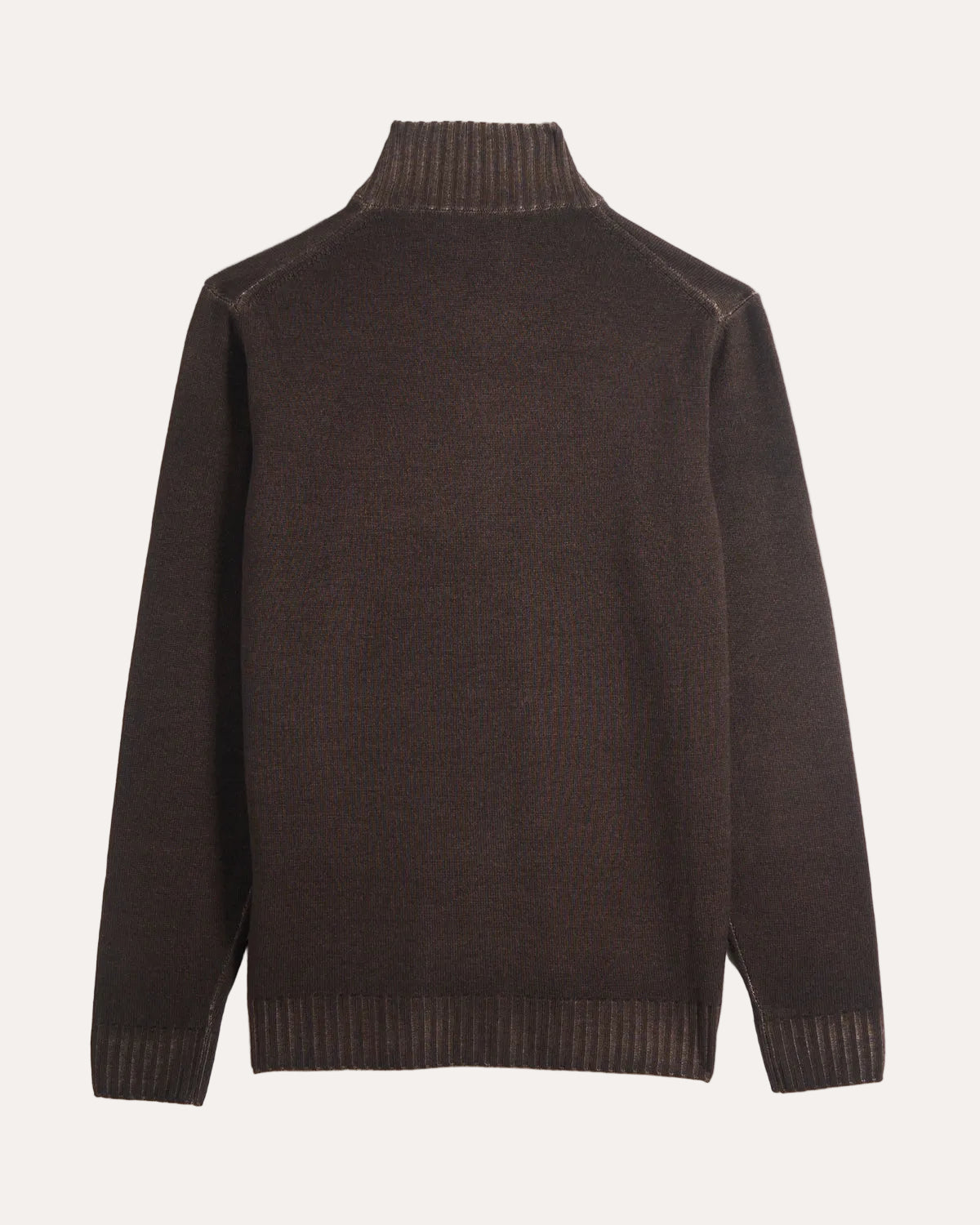Men's Knit Sweater Full-Zip Dark Brown, rygg