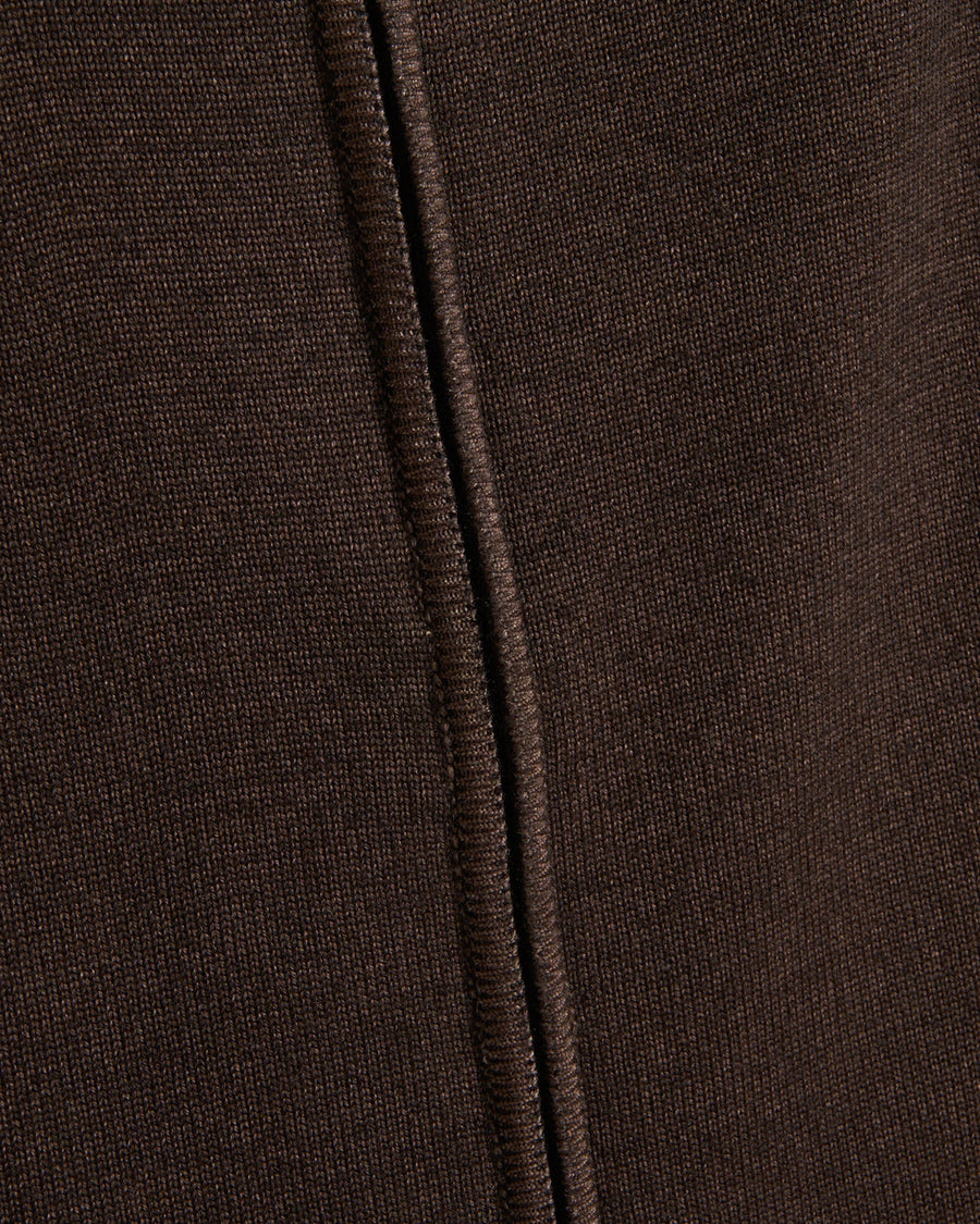 Men's Knit Sweater Full-Zip Dark Brown, detalj