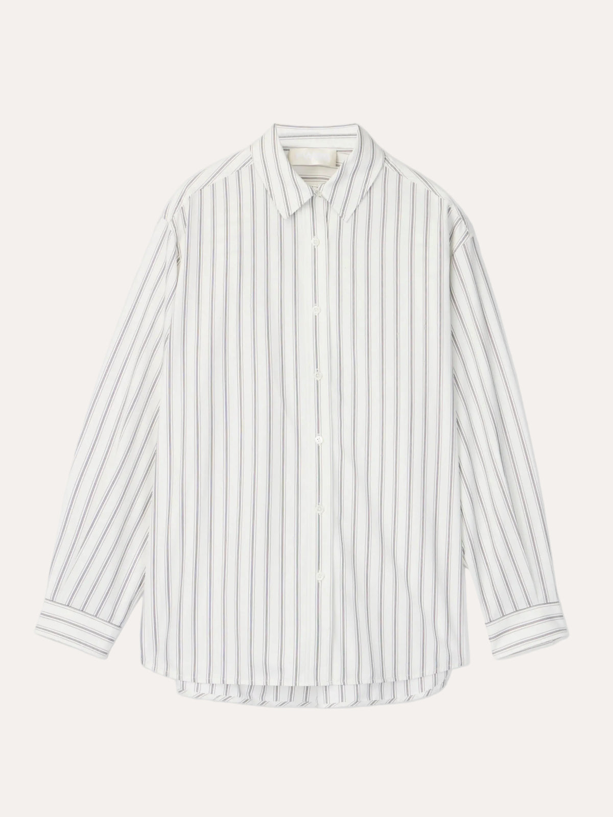 Poplin Workwear Shirt White with Black & Grey Pinstripe - packshot