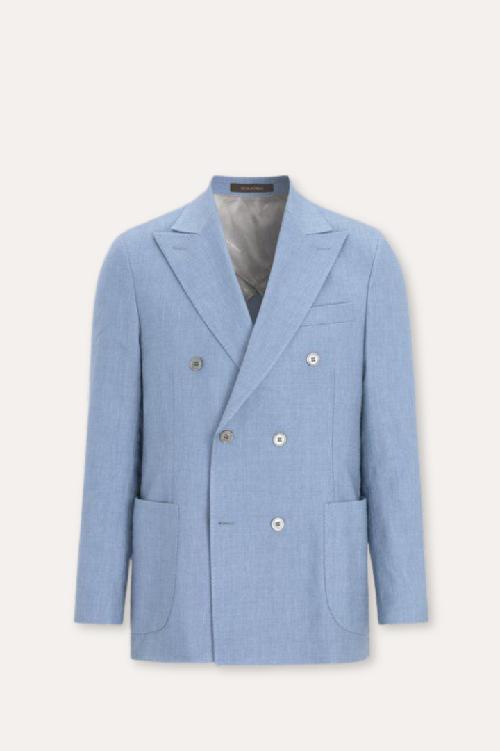 Farris Linen Patch Soft Blazer Smog Blue