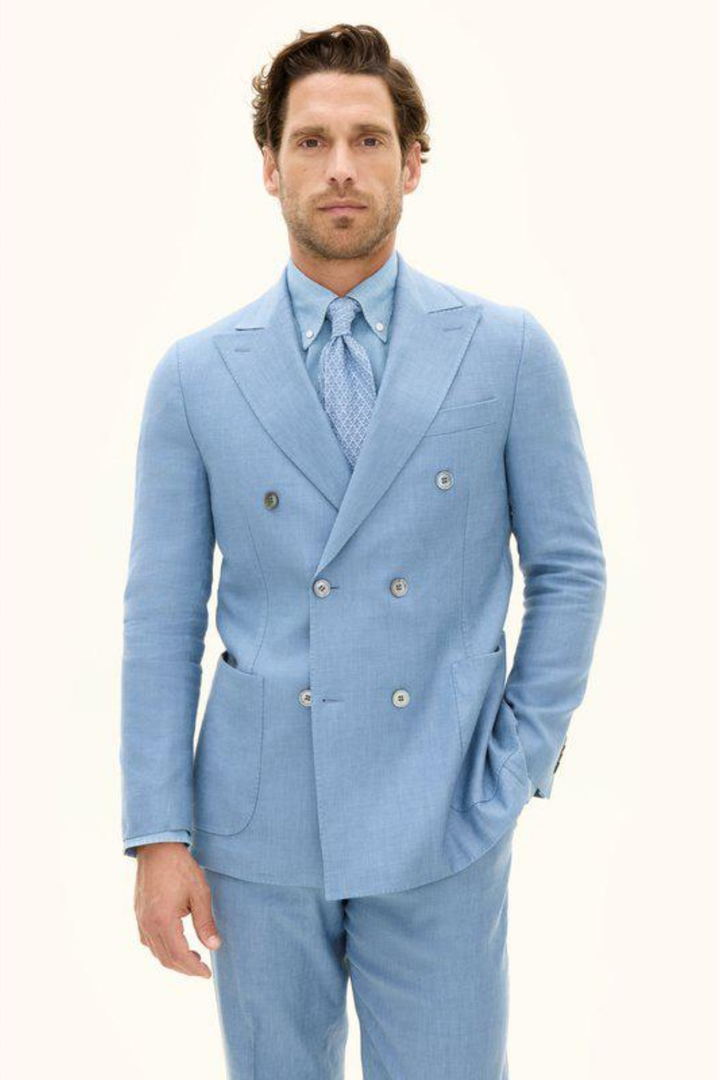Farris Linen Patch Soft Blazer Smog Blue