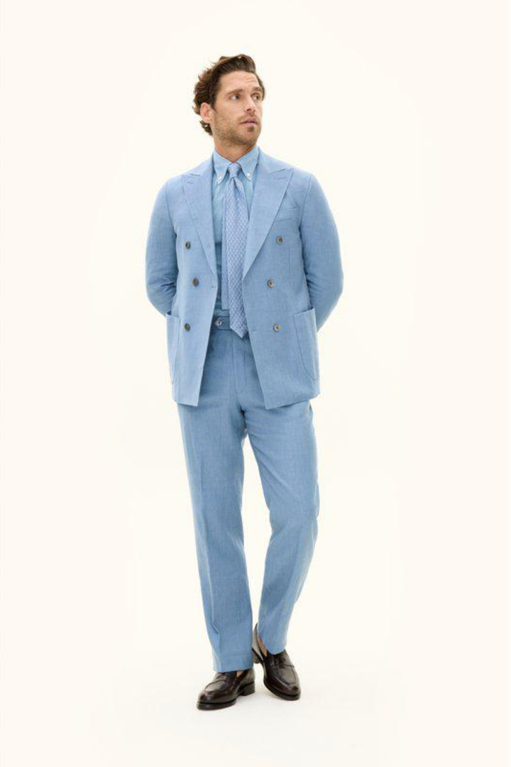 Farris Linen Patch Soft Blazer Smog Blue