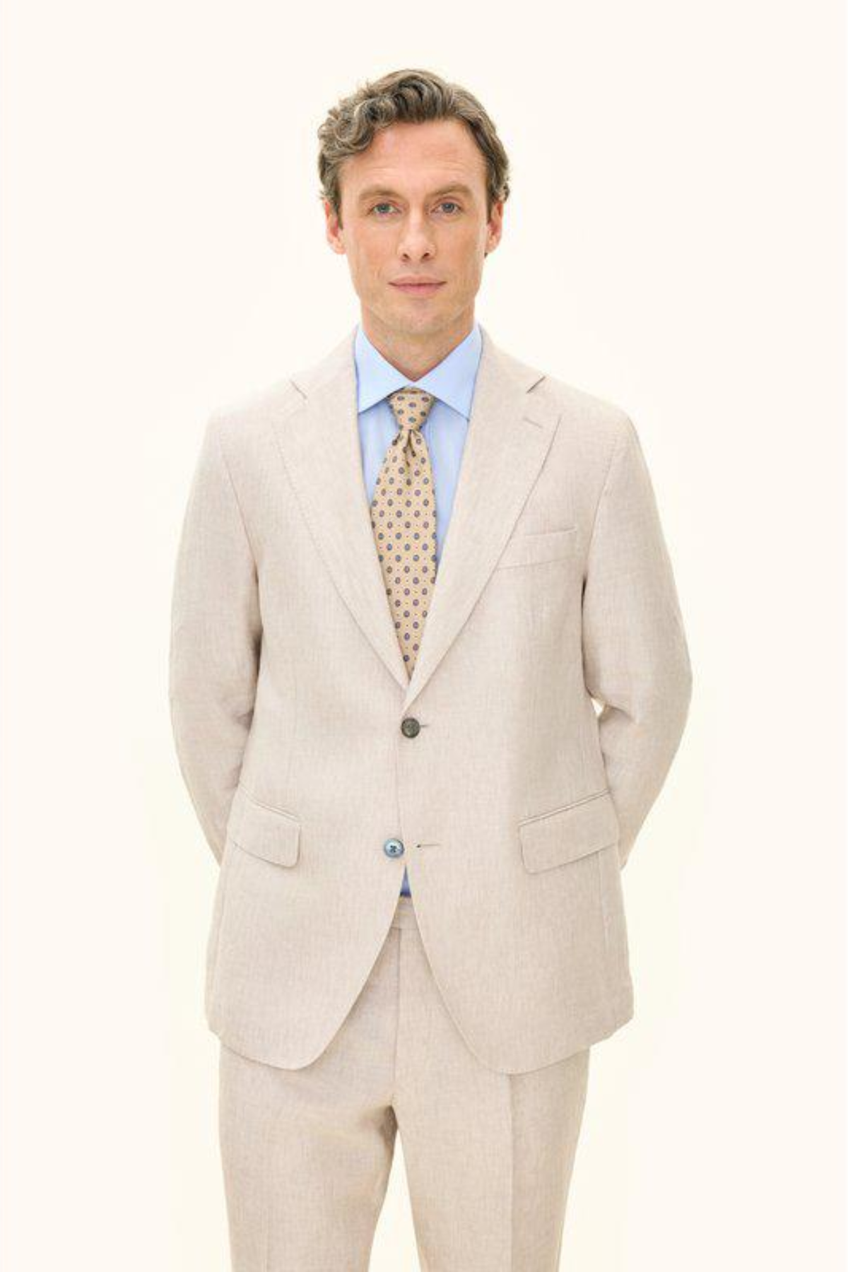 Ferry Regular Fit Soft Linen Blazer White Grass