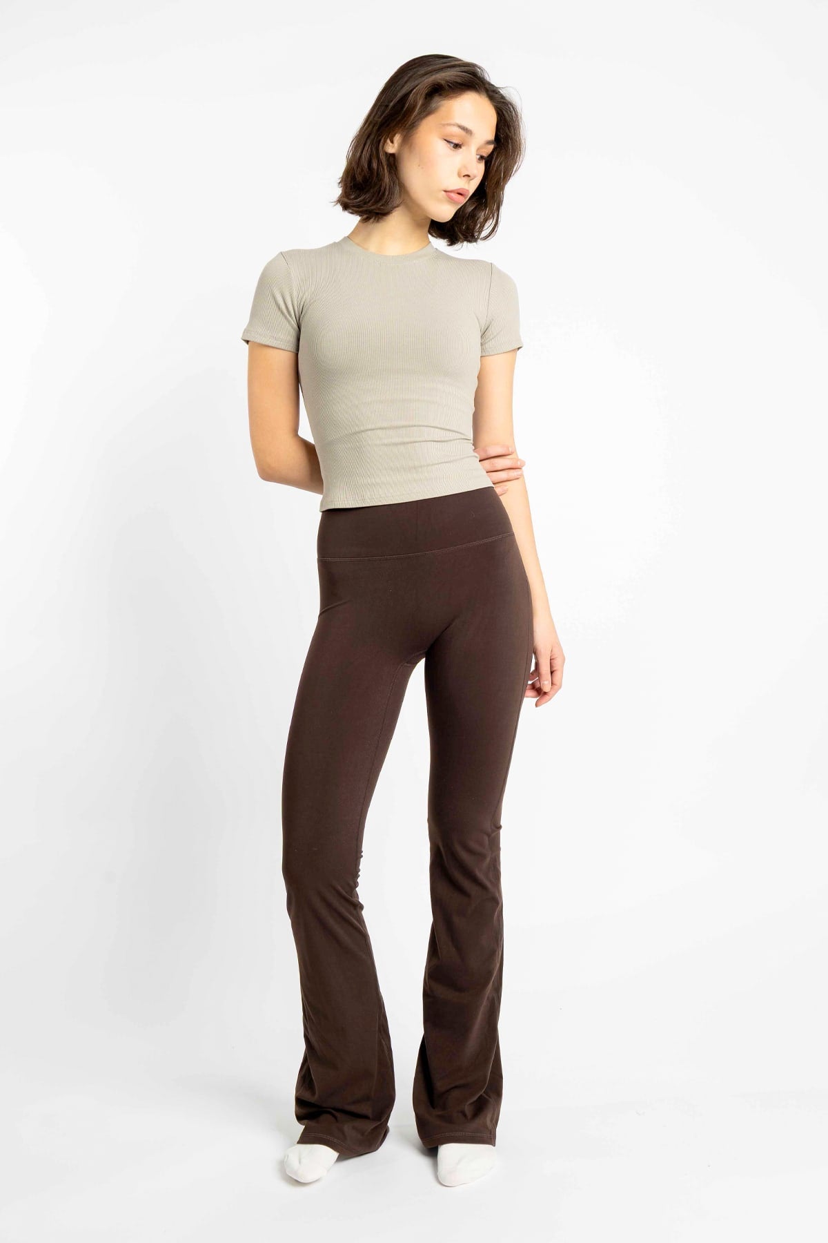 MCB Sportswear Flare Tights Brown - front full