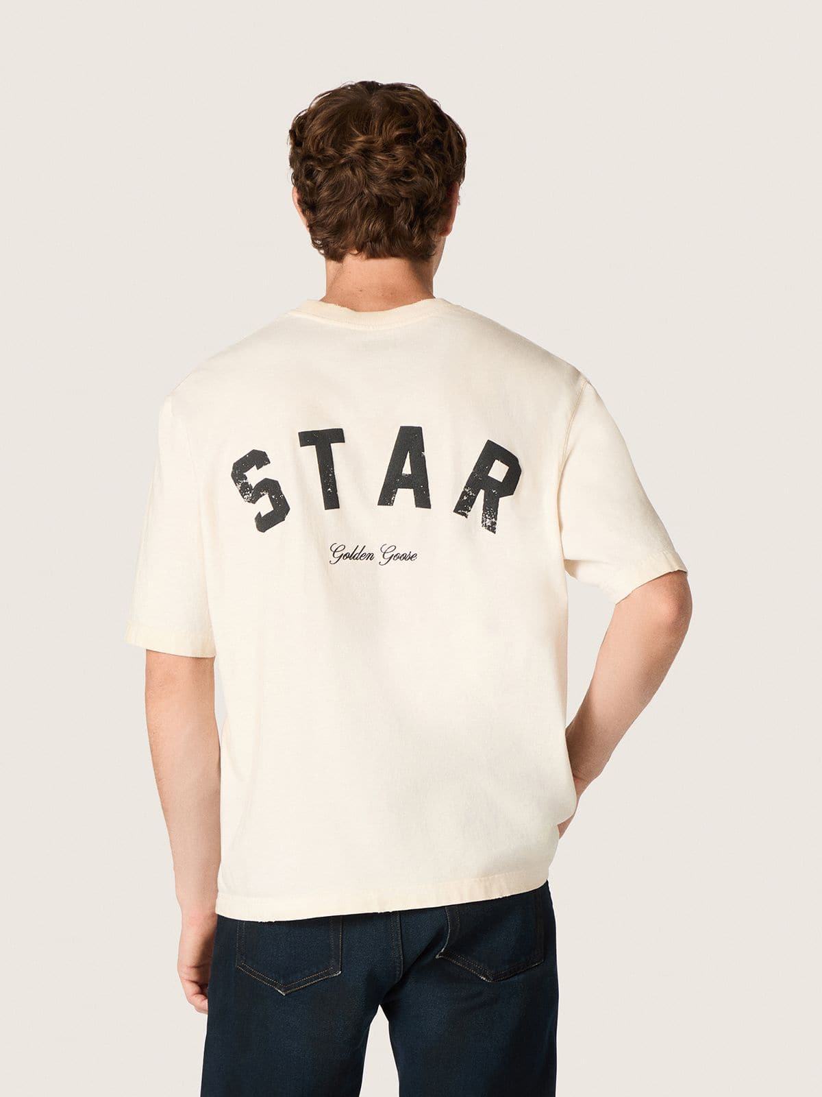 Star Relaxed Fit T-shirt Beige - model back