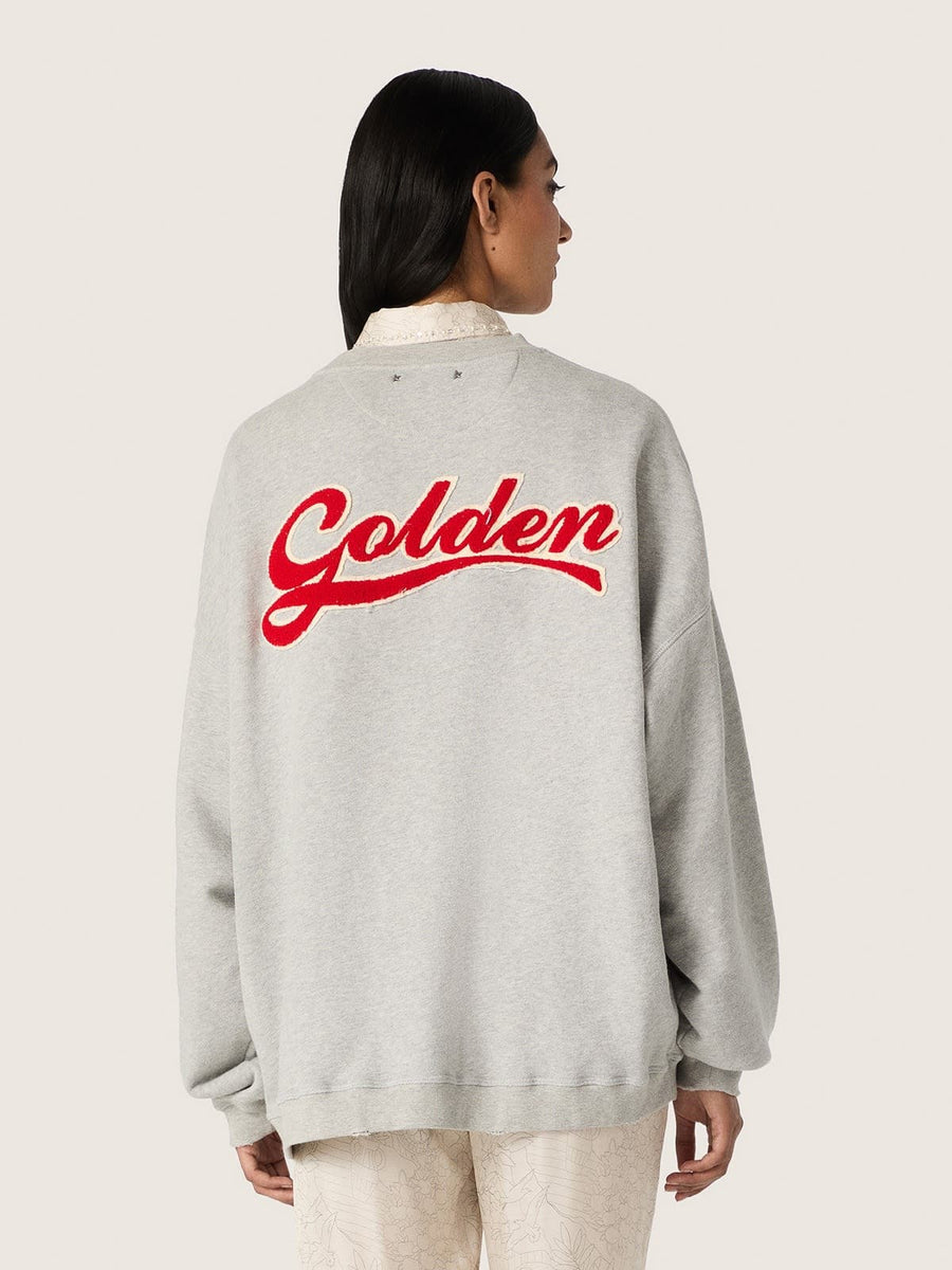 Journey Oversize Crewneck Sweatshirt Grey – på modell bakfra