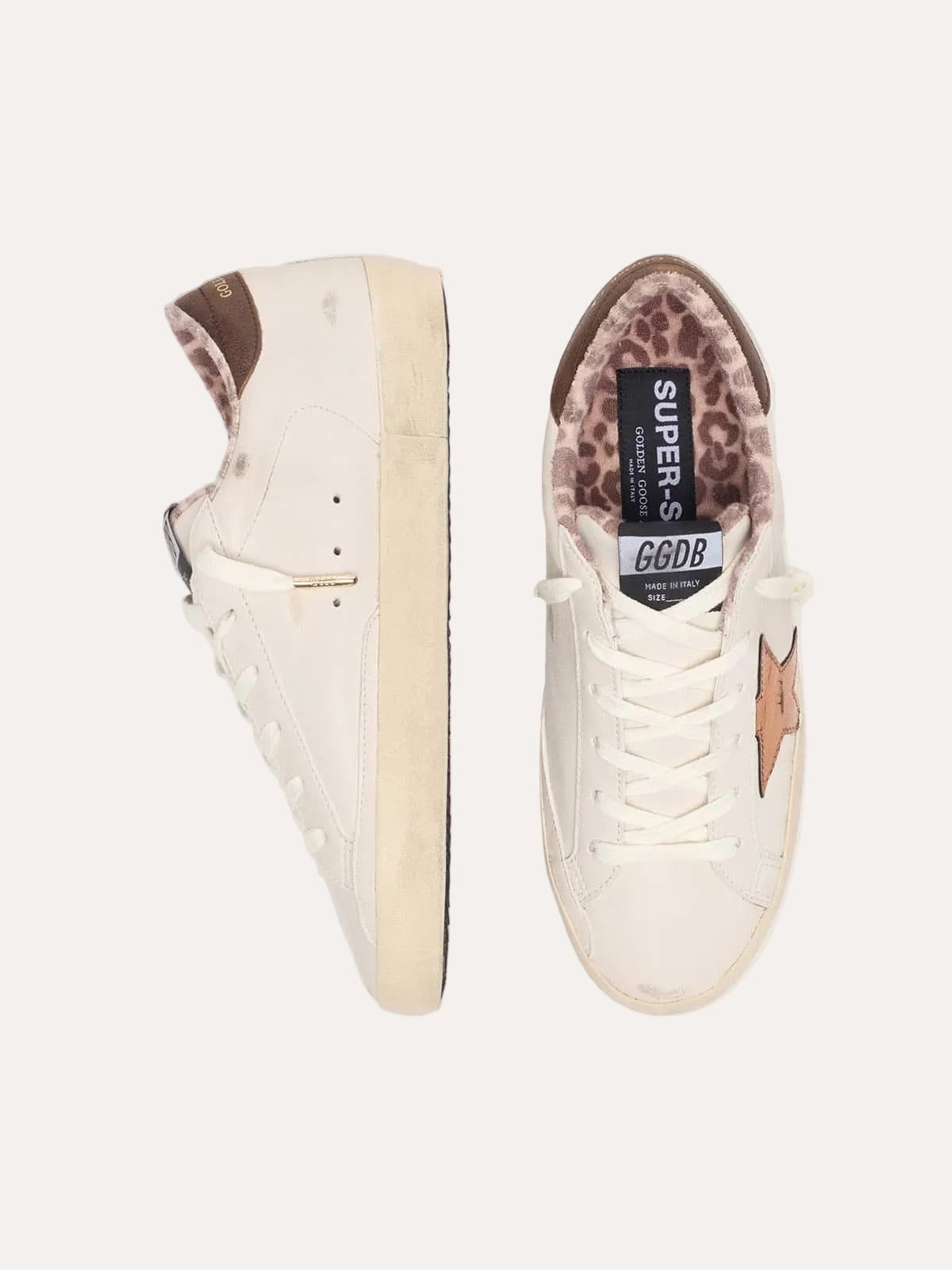 Super Star Nappa Upper Laminated Star Leather Heel – ovenfra og bakfra