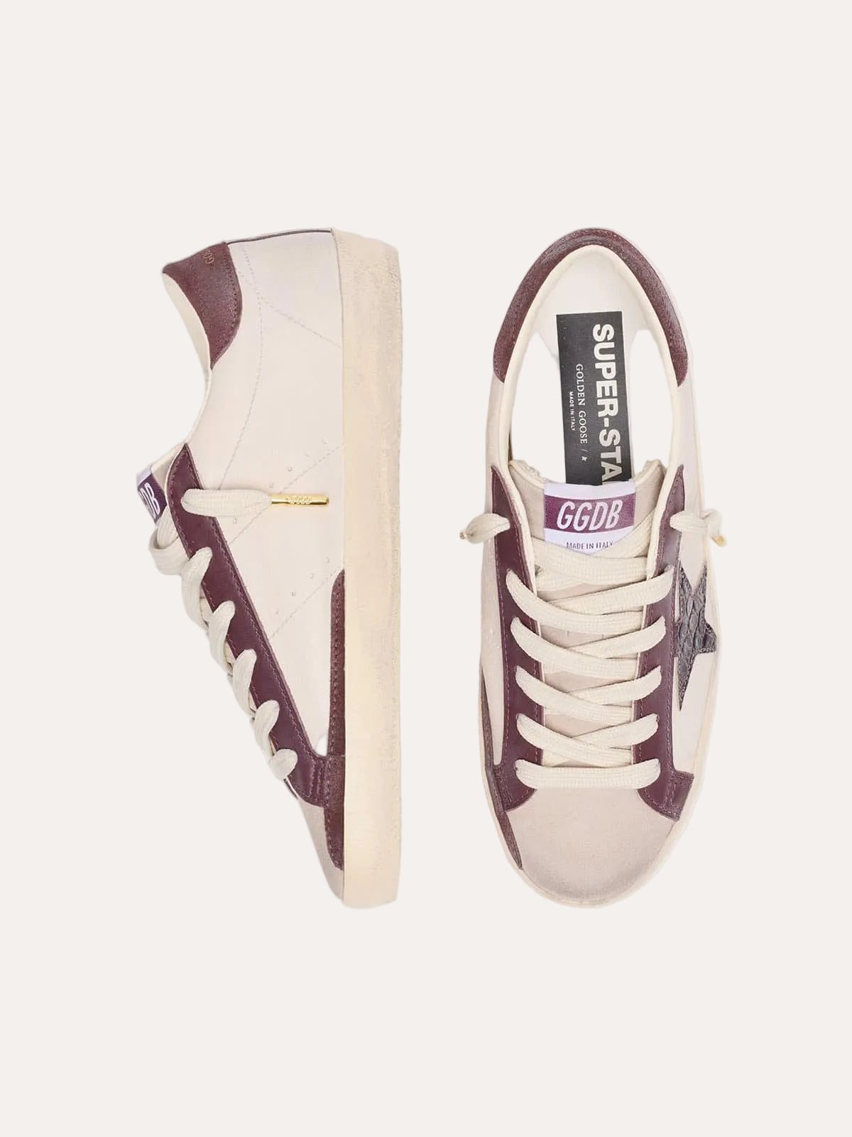 Super Star Suede Toe and Heel Nappa Upper Cocco Printed Star – ovenfra og bakfra